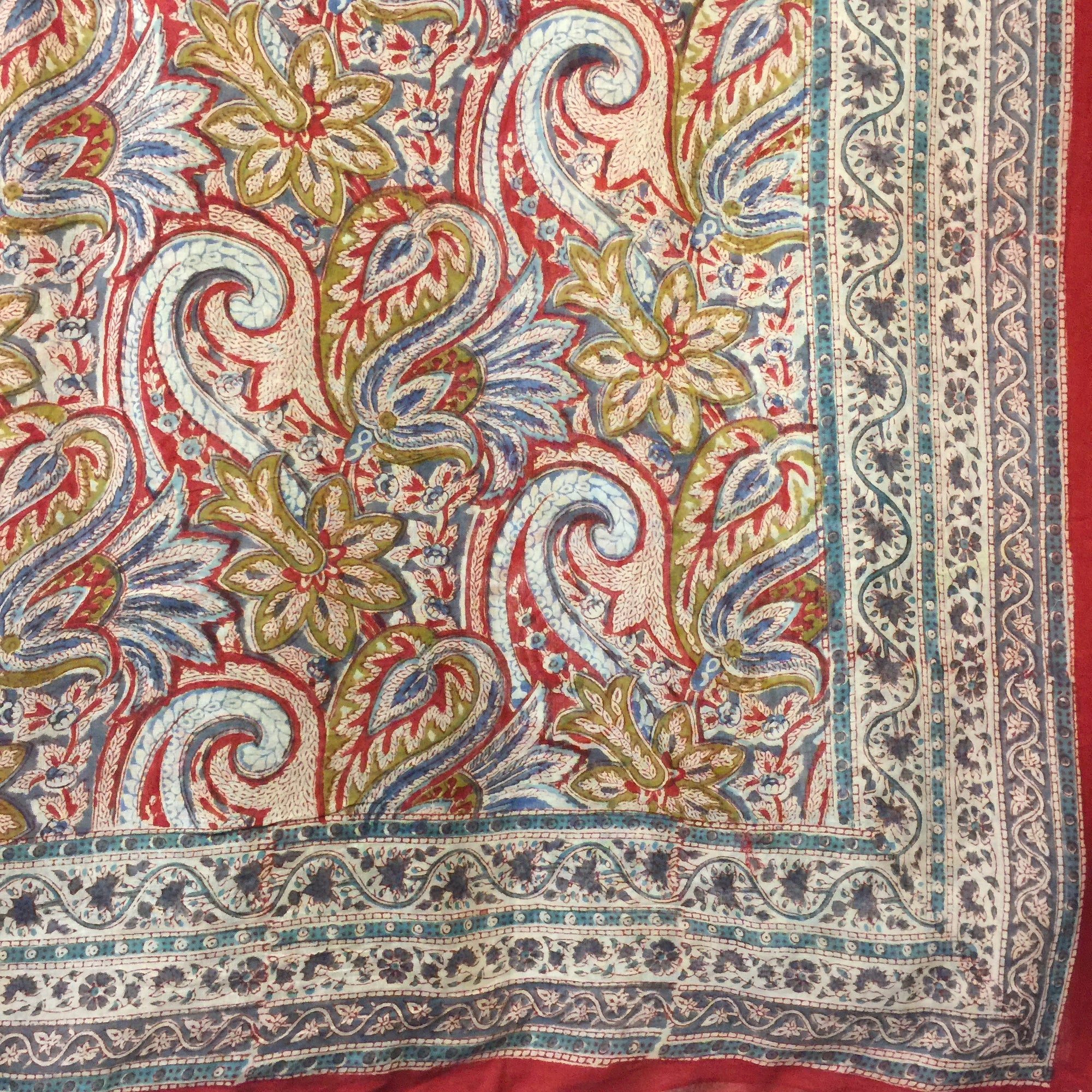 BlockPrint Sarong/Scarves-Reds & Oranges - Vintage India NYC