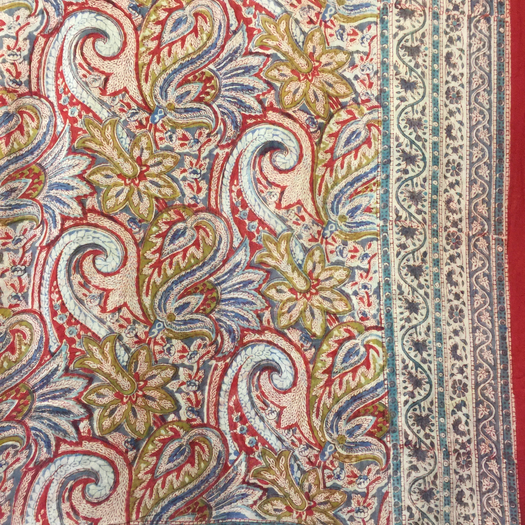 BlockPrint Sarong/Scarves-Reds & Oranges - Vintage India NYC