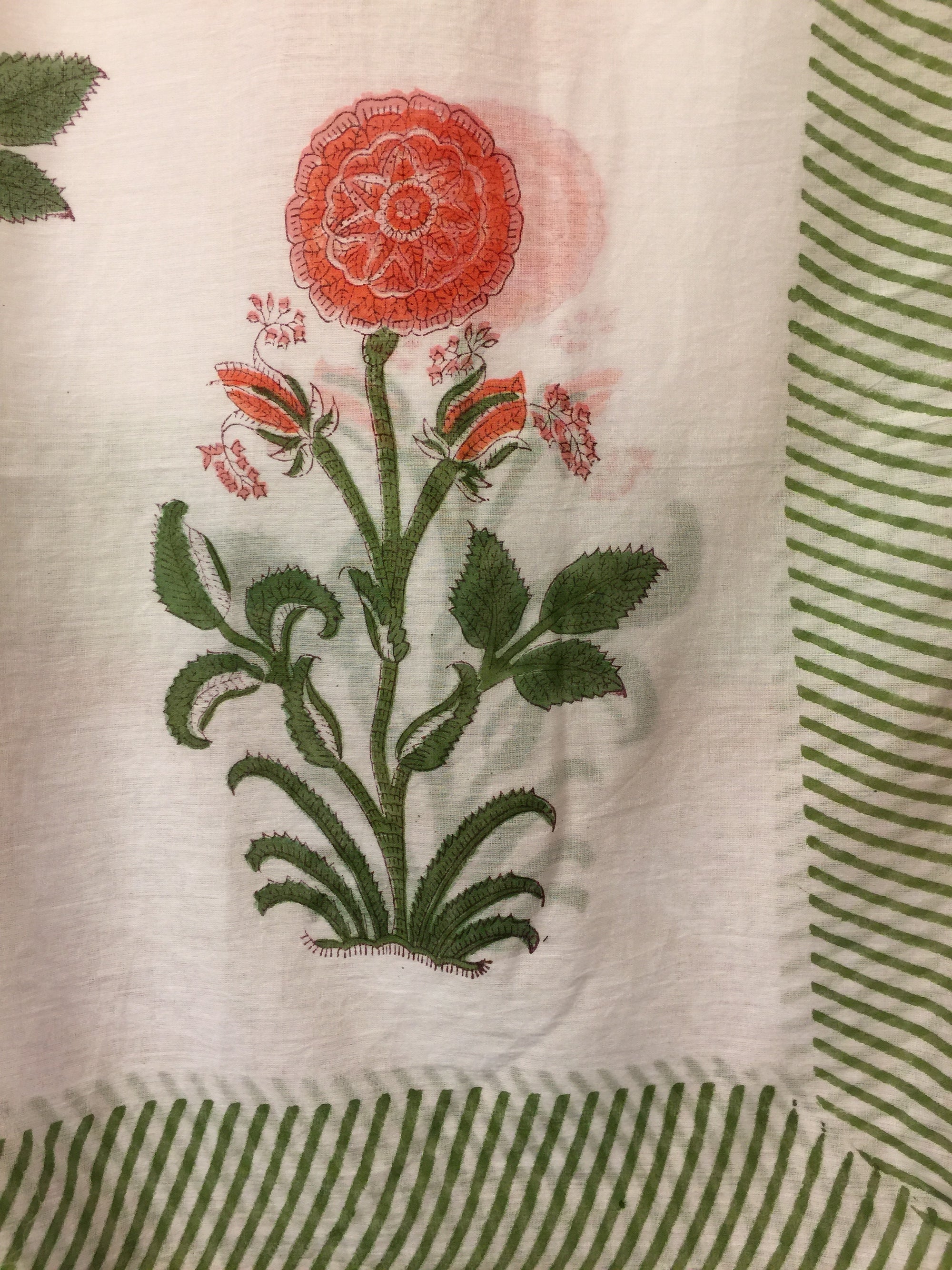 Botanical Mughal Block Print Sarongs/Scarves - Vintage India NYC