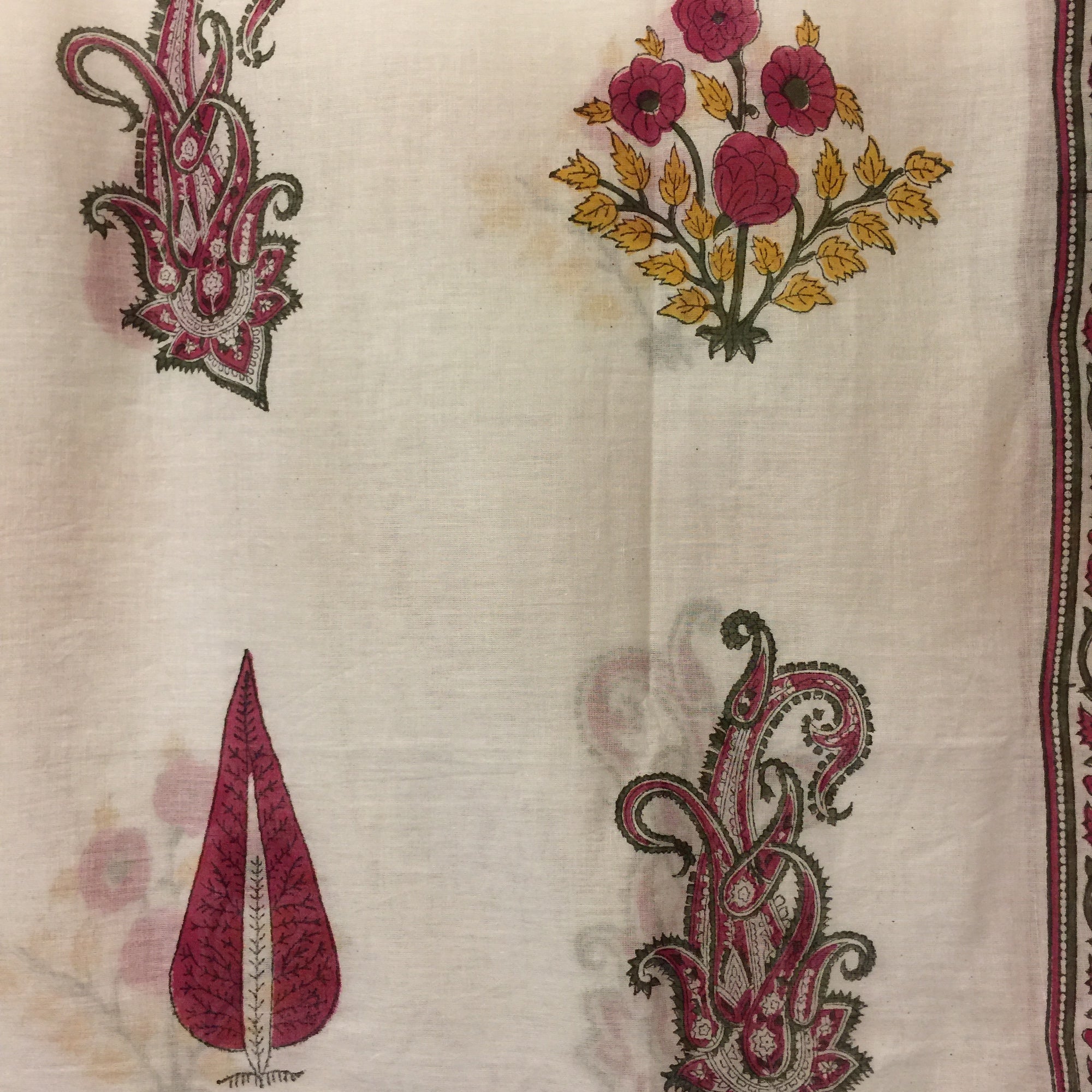 Botanical Mughal Block Print Sarongs/Scarves - Vintage India NYC