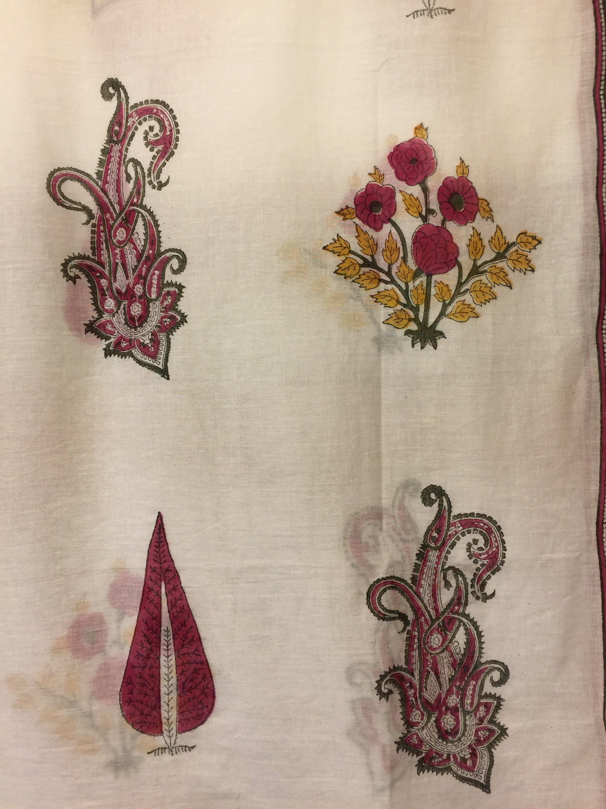 Botanical Mughal Block Print Sarongs/Scarves - Vintage India NYC