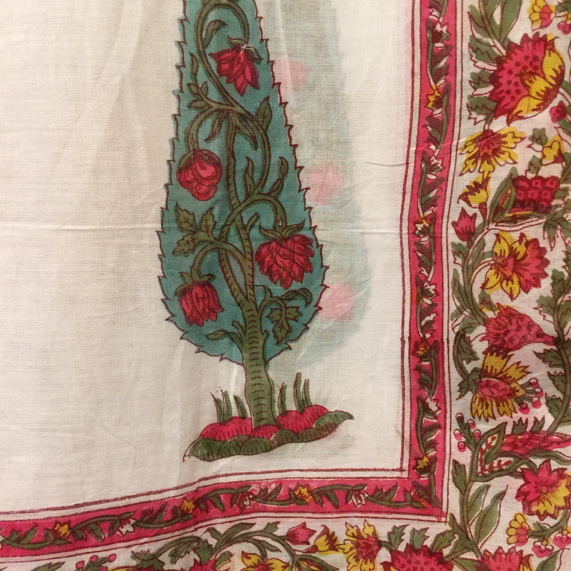Botanical Mughal Block Print Sarongs/Scarves - Vintage India NYC