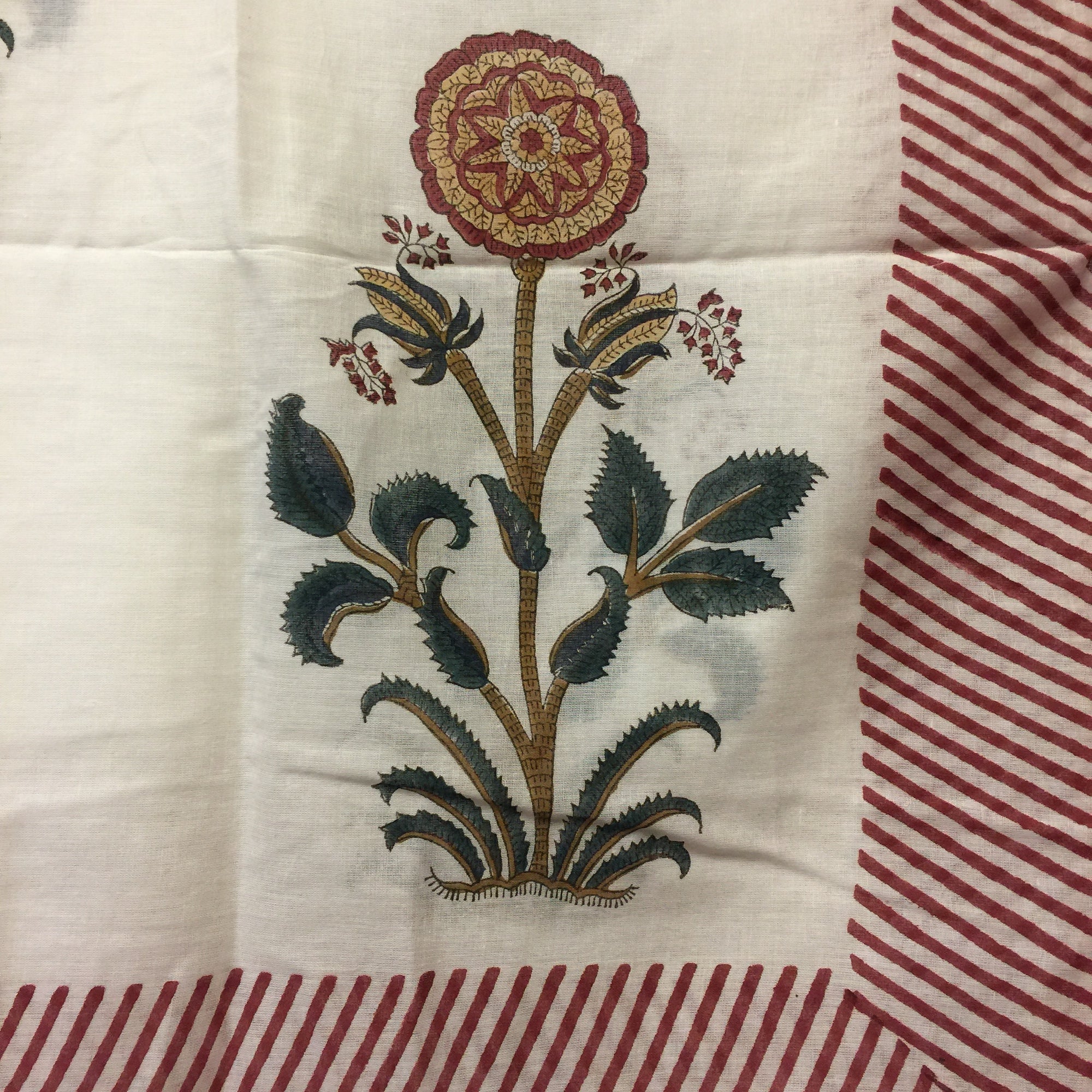 Botanical Mughal Block Print Sarongs/Scarves - Vintage India NYC
