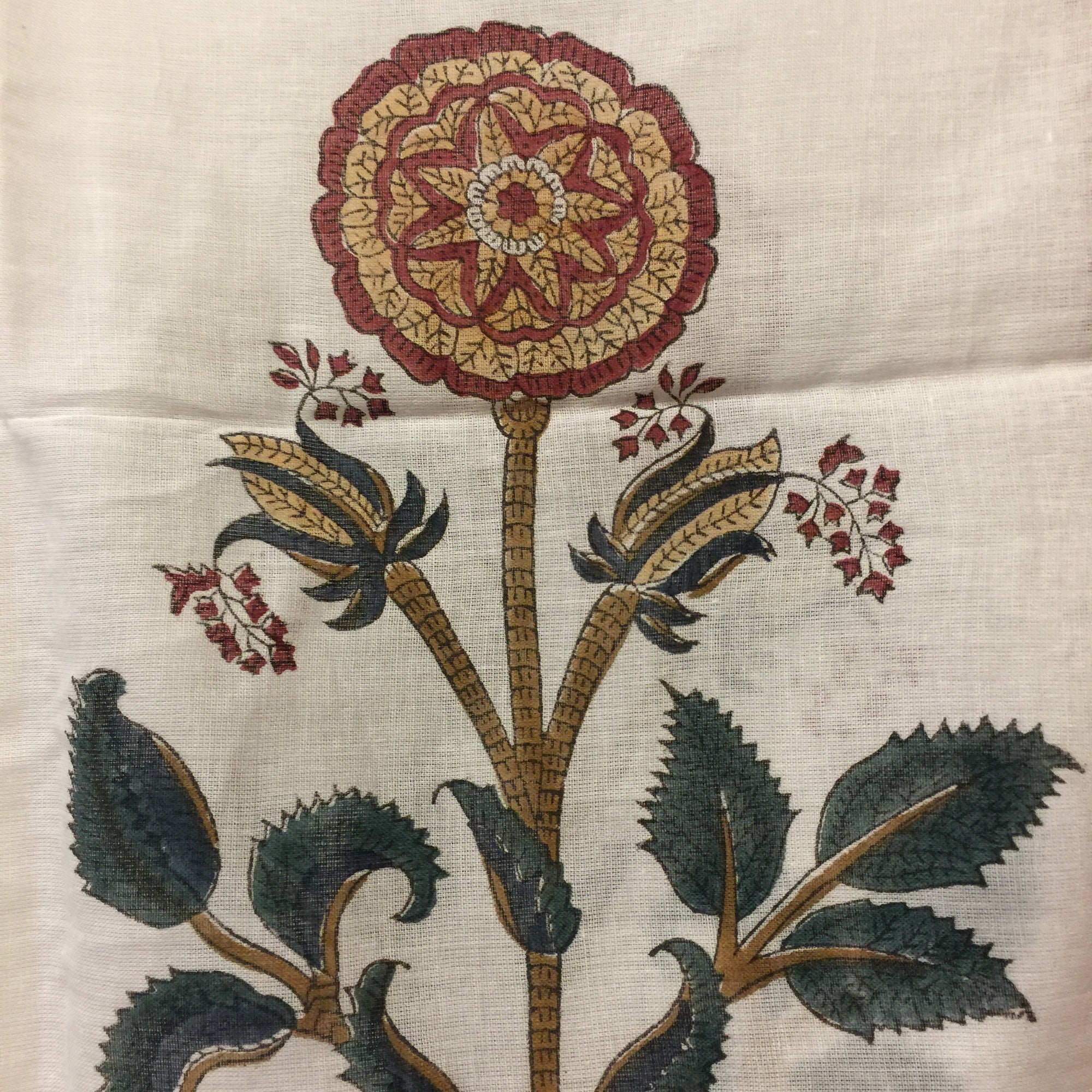 Botanical Mughal Block Print Sarongs/Scarves - Vintage India NYC