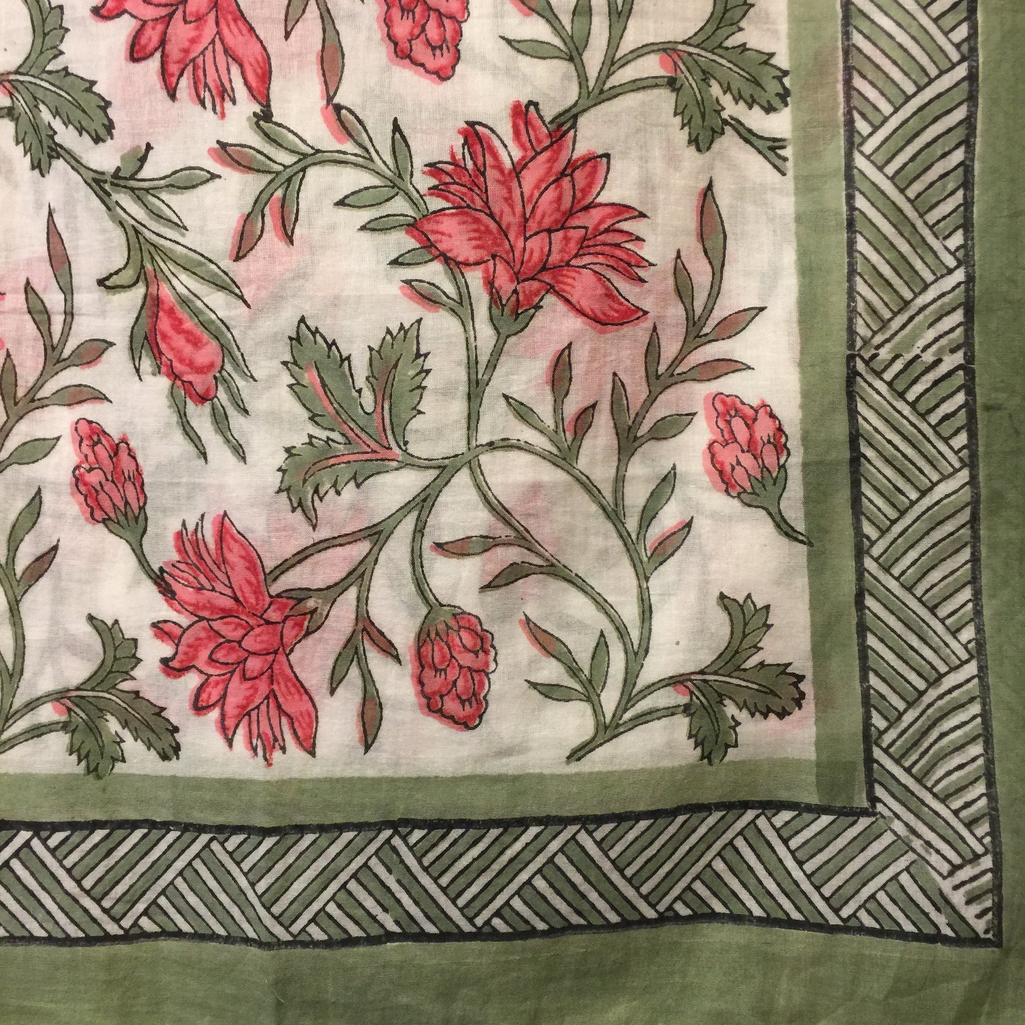 Botanical Mughal Block Print Sarongs/Scarves - Vintage India NYC