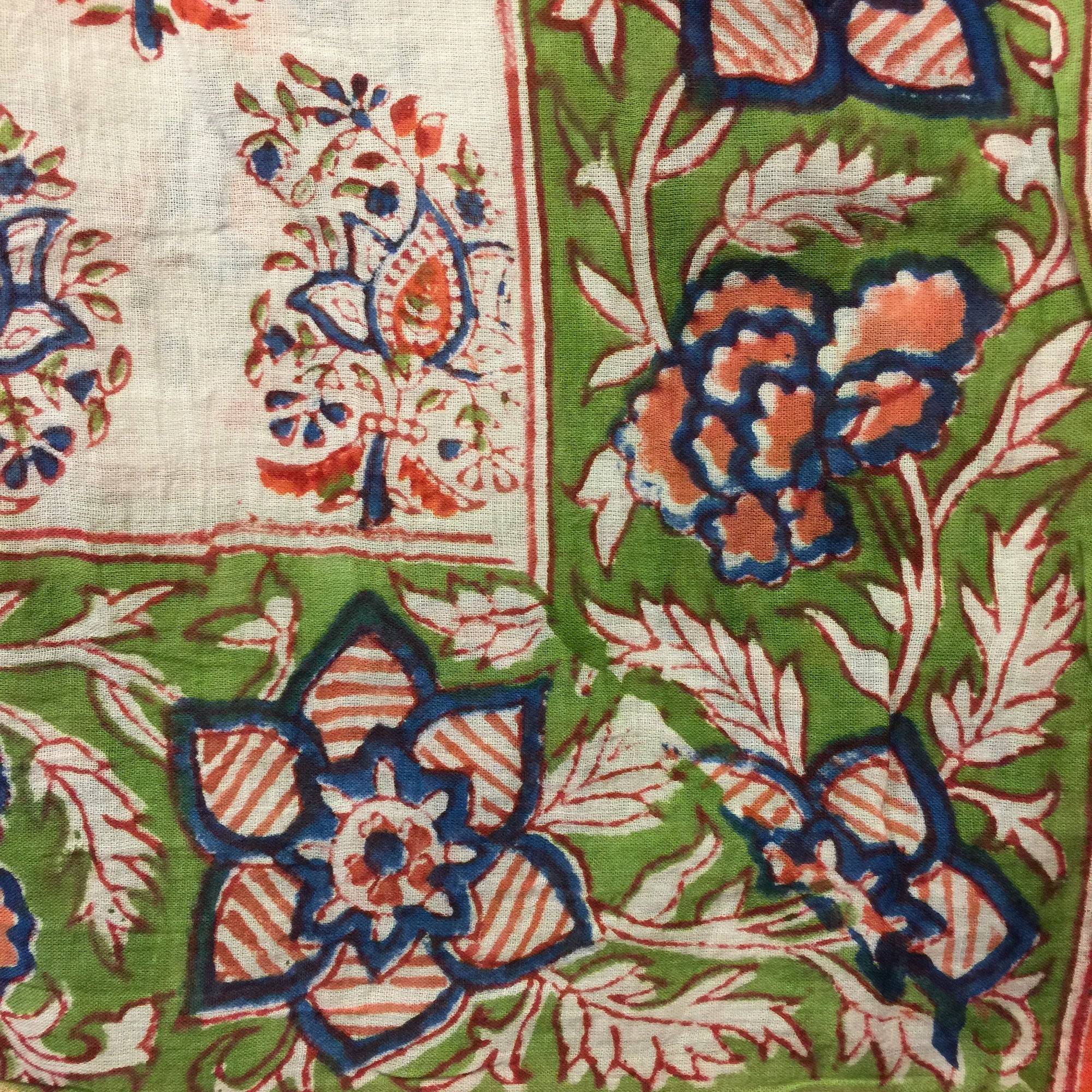 BlockPrint Sarong/Scarves-Reds & Oranges - Vintage India NYC