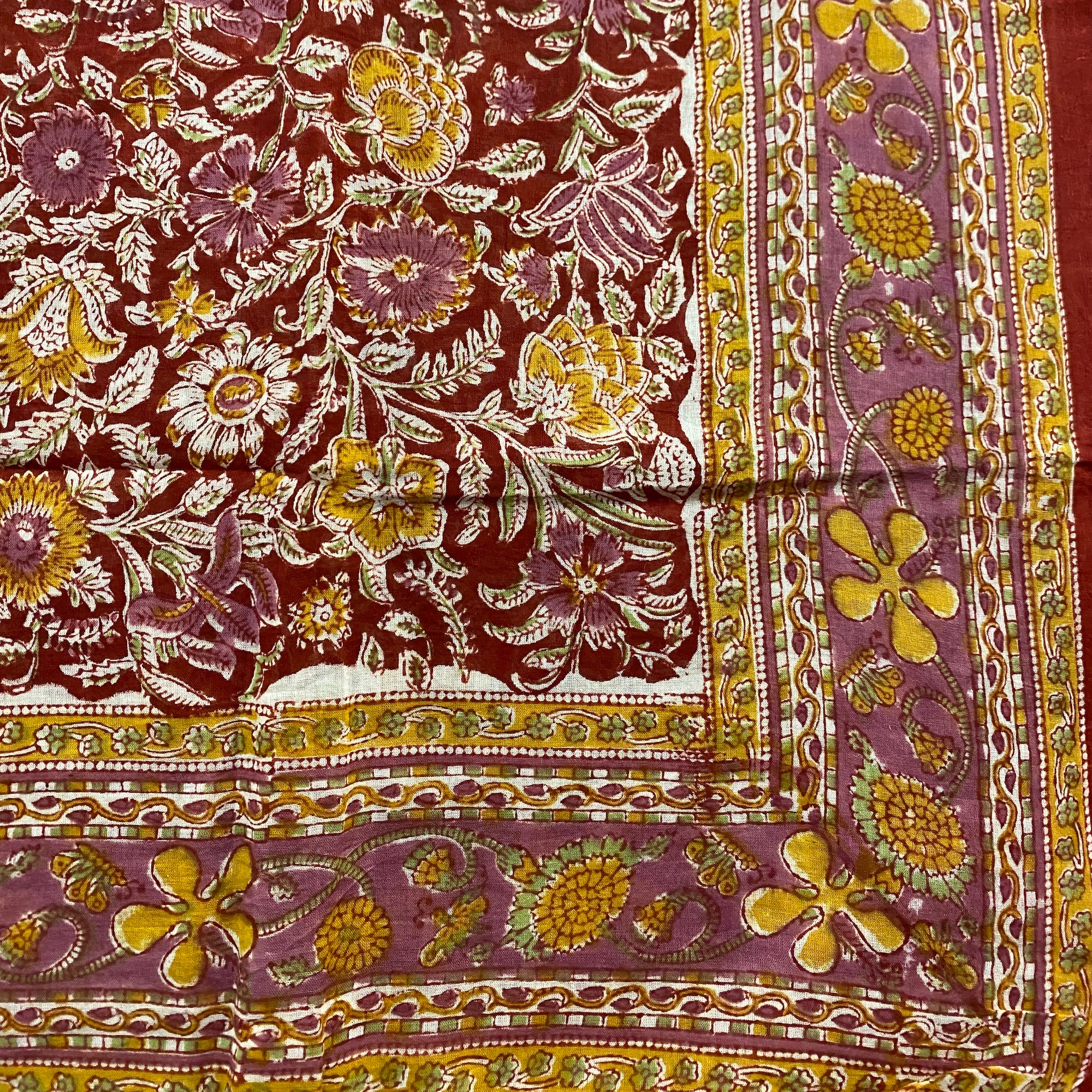 BlockPrint Sarong/Scarves-Reds & Oranges - Vintage India NYC