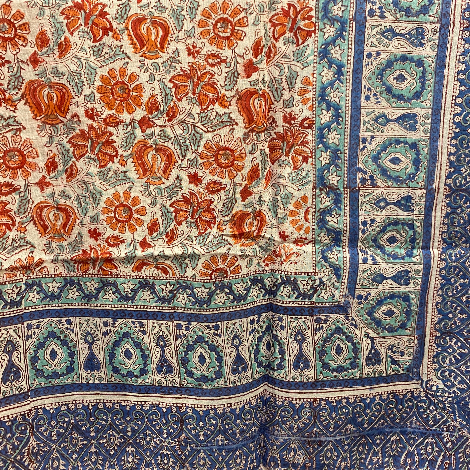 Block Print Sarong/Scarves-Blues - Vintage India NYC