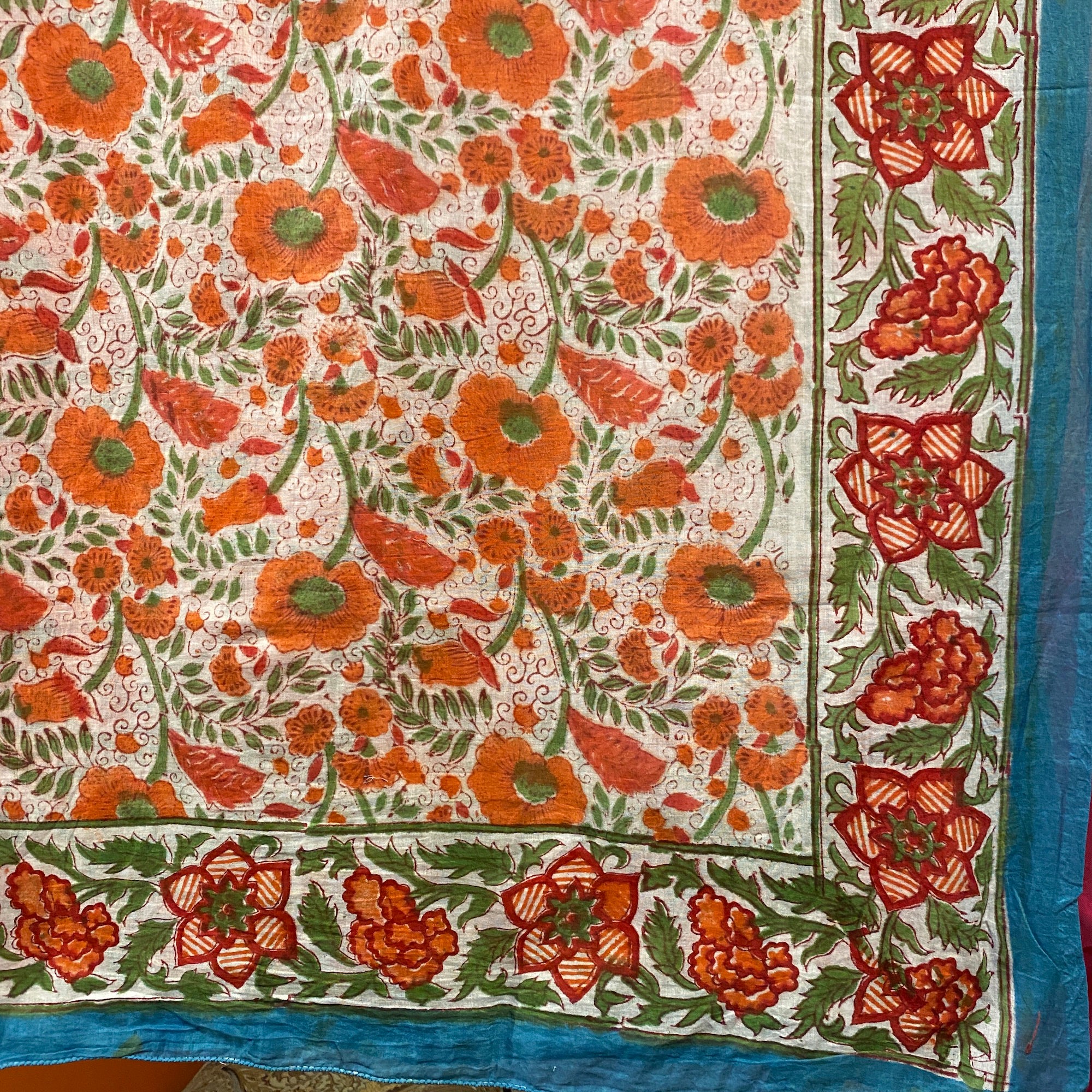 Block Print Sarong/Scarves-Blues - Vintage India NYC