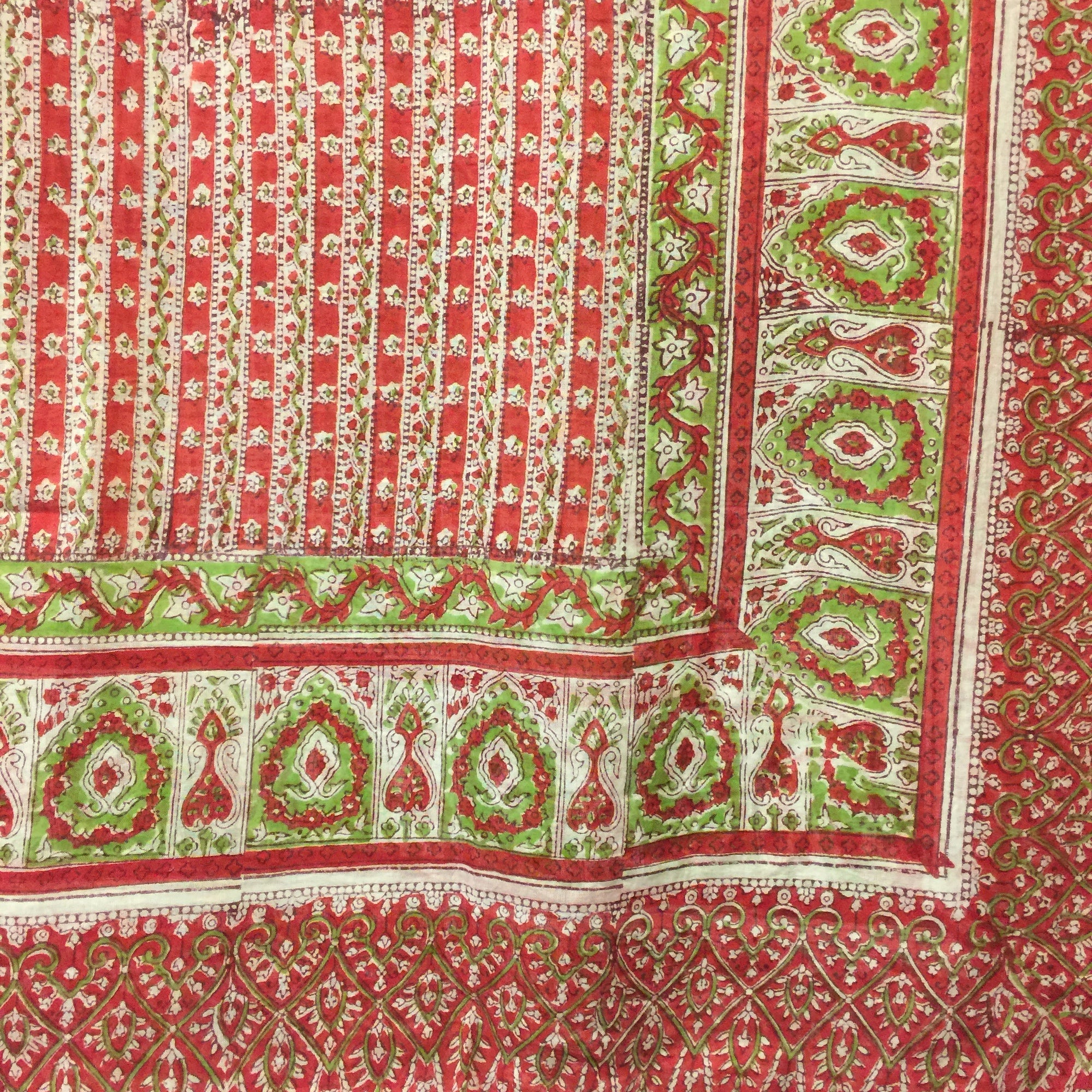 BlockPrint Sarong/Scarves-Reds & Oranges - Vintage India NYC