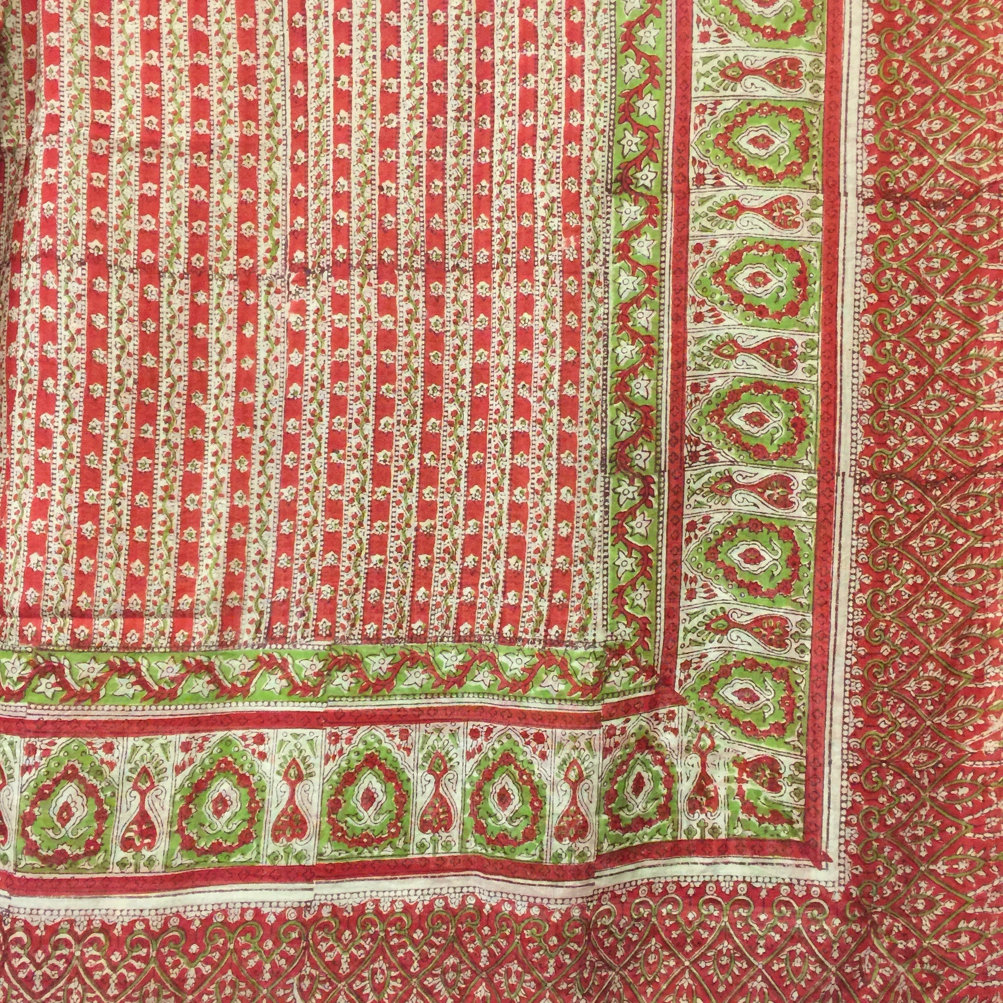 BlockPrint Sarong/Scarves-Reds & Oranges - Vintage India NYC