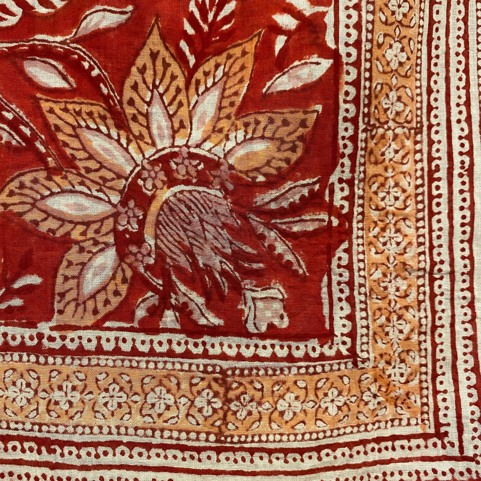 BlockPrint Sarong/Scarves-Reds & Oranges - Vintage India NYC