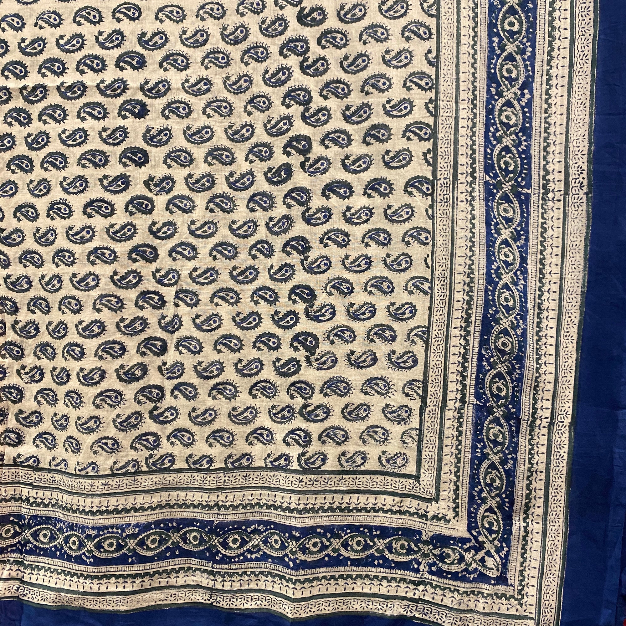 Block Print Sarong/Scarves-Blues - Vintage India NYC