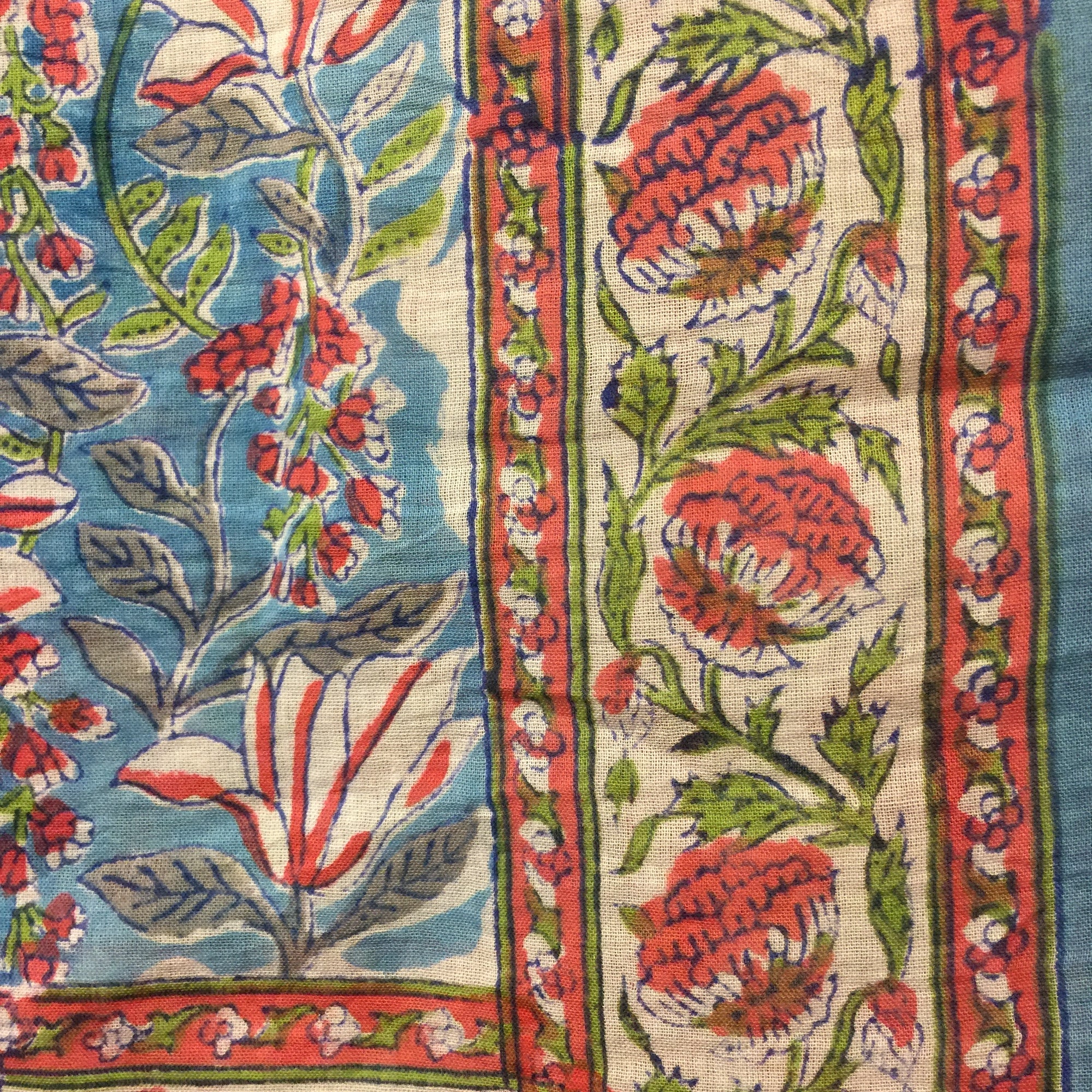 Block Print Sarong/Scarves-Blues - Vintage India NYC