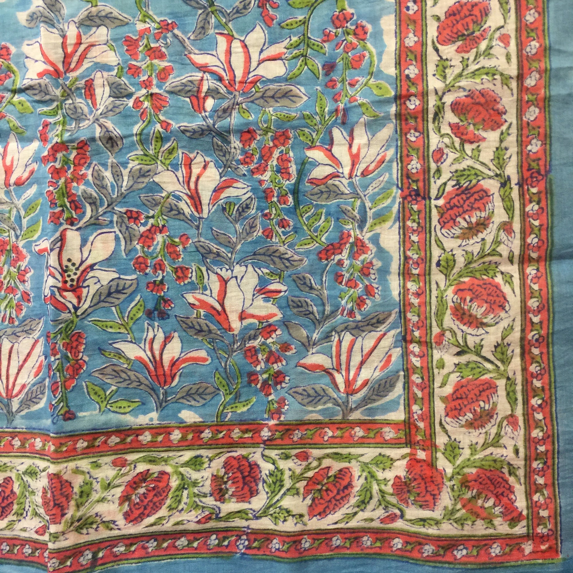 Block Print Sarong/Scarves-Blues - Vintage India NYC