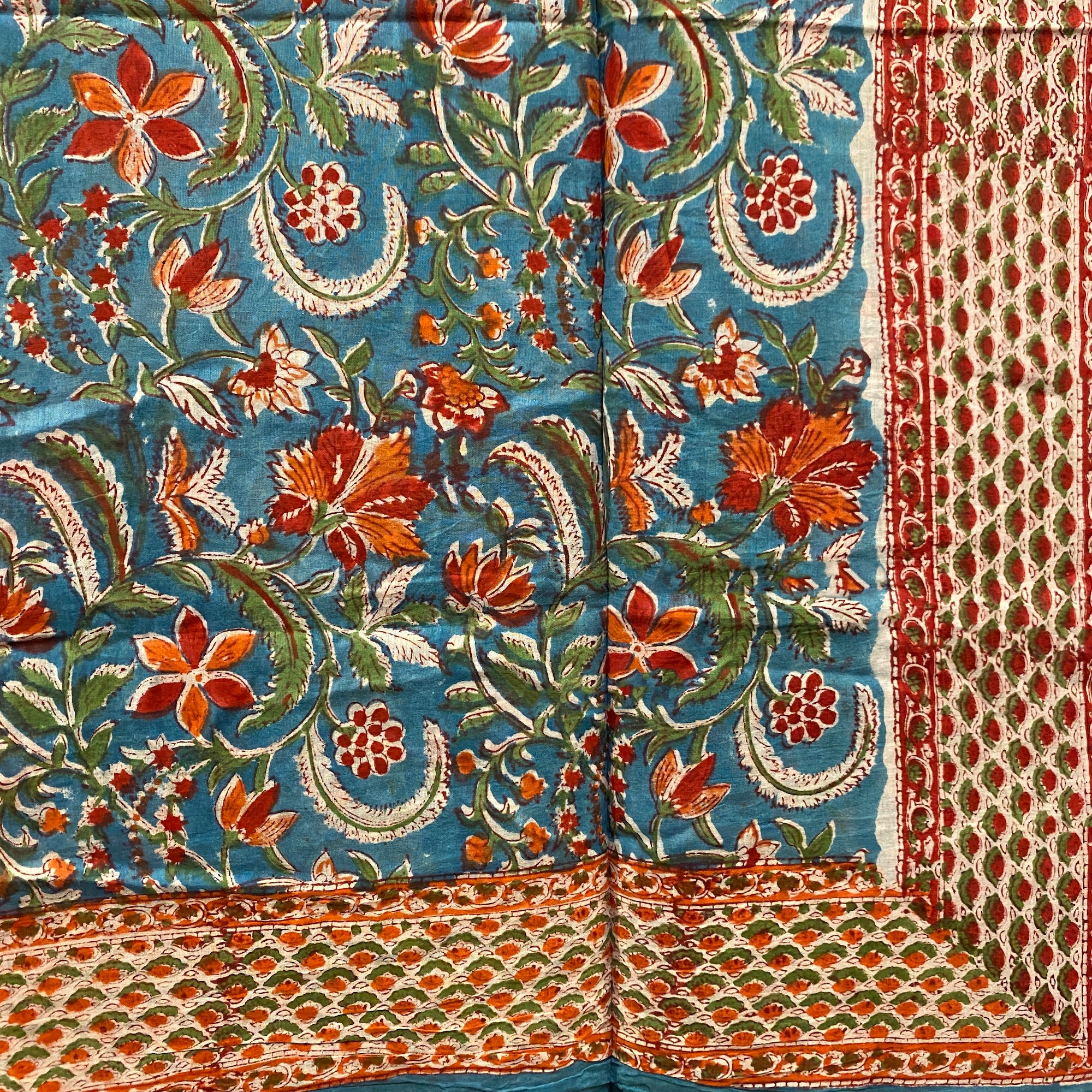 Block Print Sarong/Scarves-Blues - Vintage India NYC
