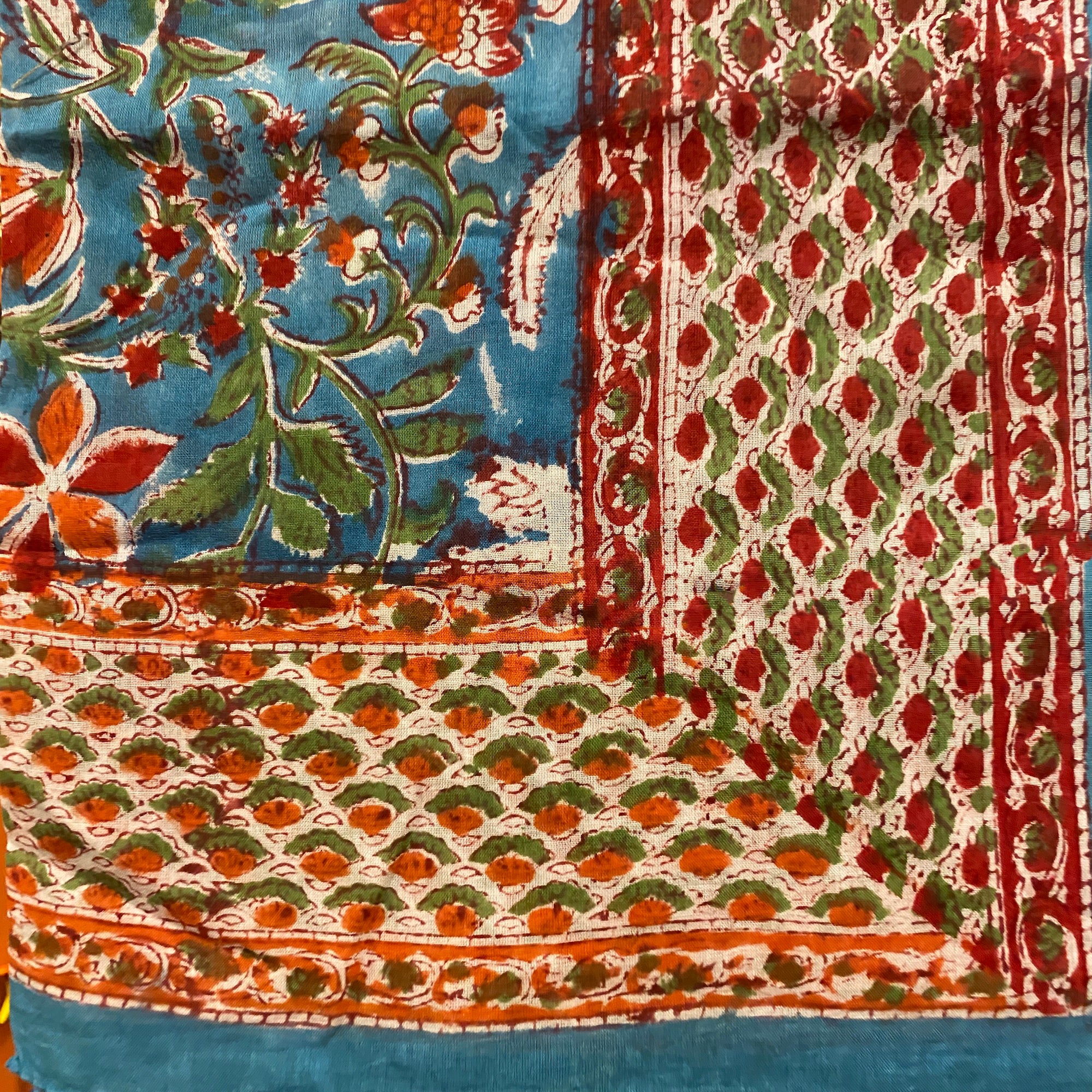 Block Print Sarong/Scarves-Blues - Vintage India NYC