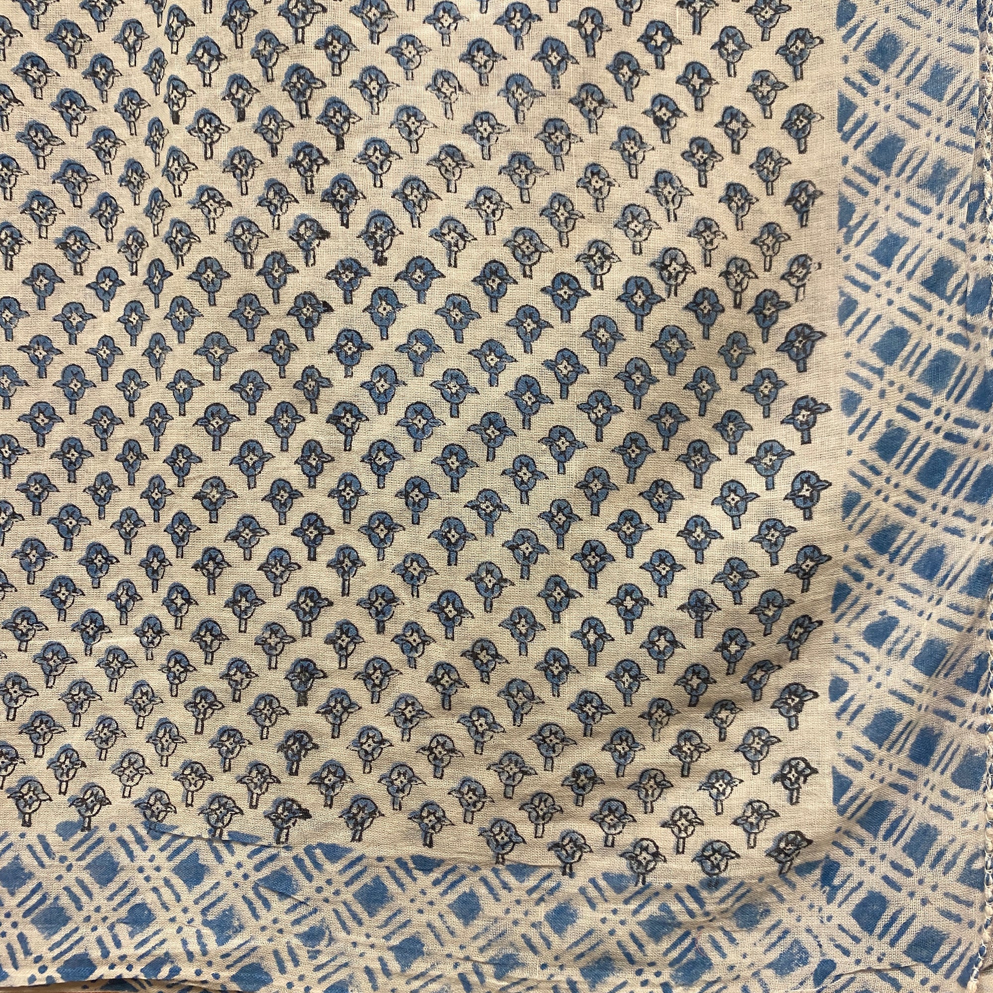 Block Print Sarong/Scarves-Blues - Vintage India NYC