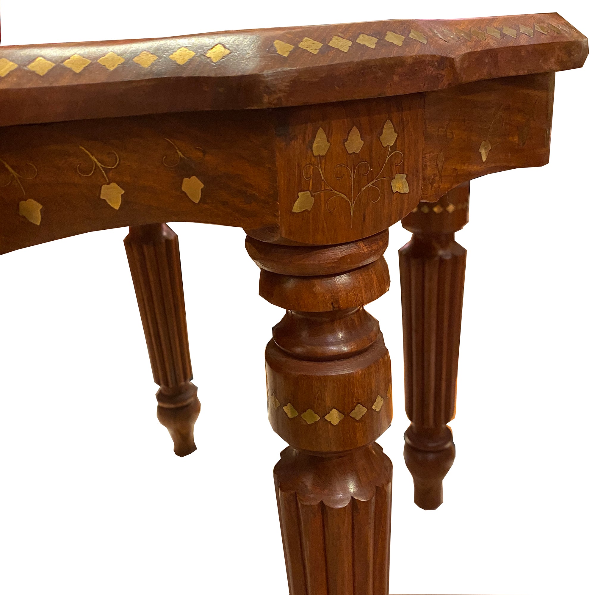 Hand Carved Wooden Side Table - Vintage India NYC