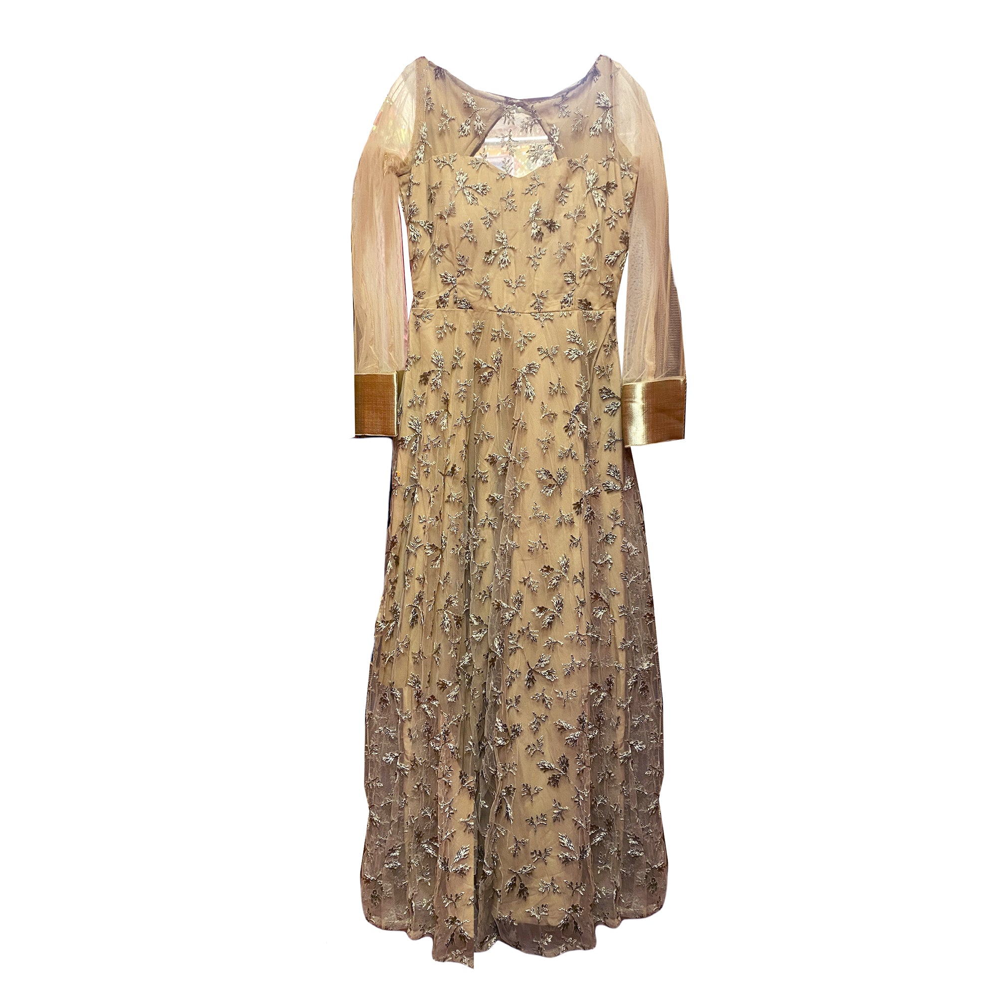 Tan Zardozi Anarkali Gown - Vintage India NYC