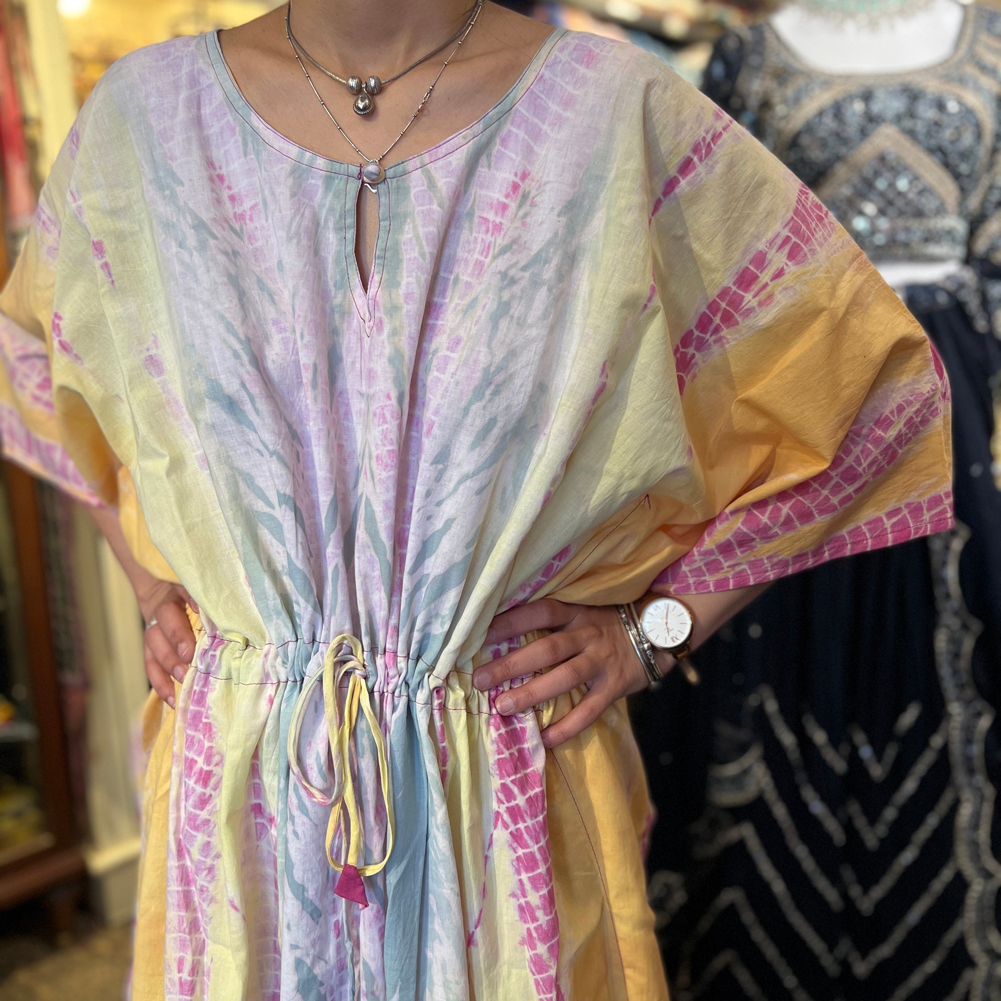 Cotton Shibori Tie & Dye Kaftan-3 colors - Vintage India NYC