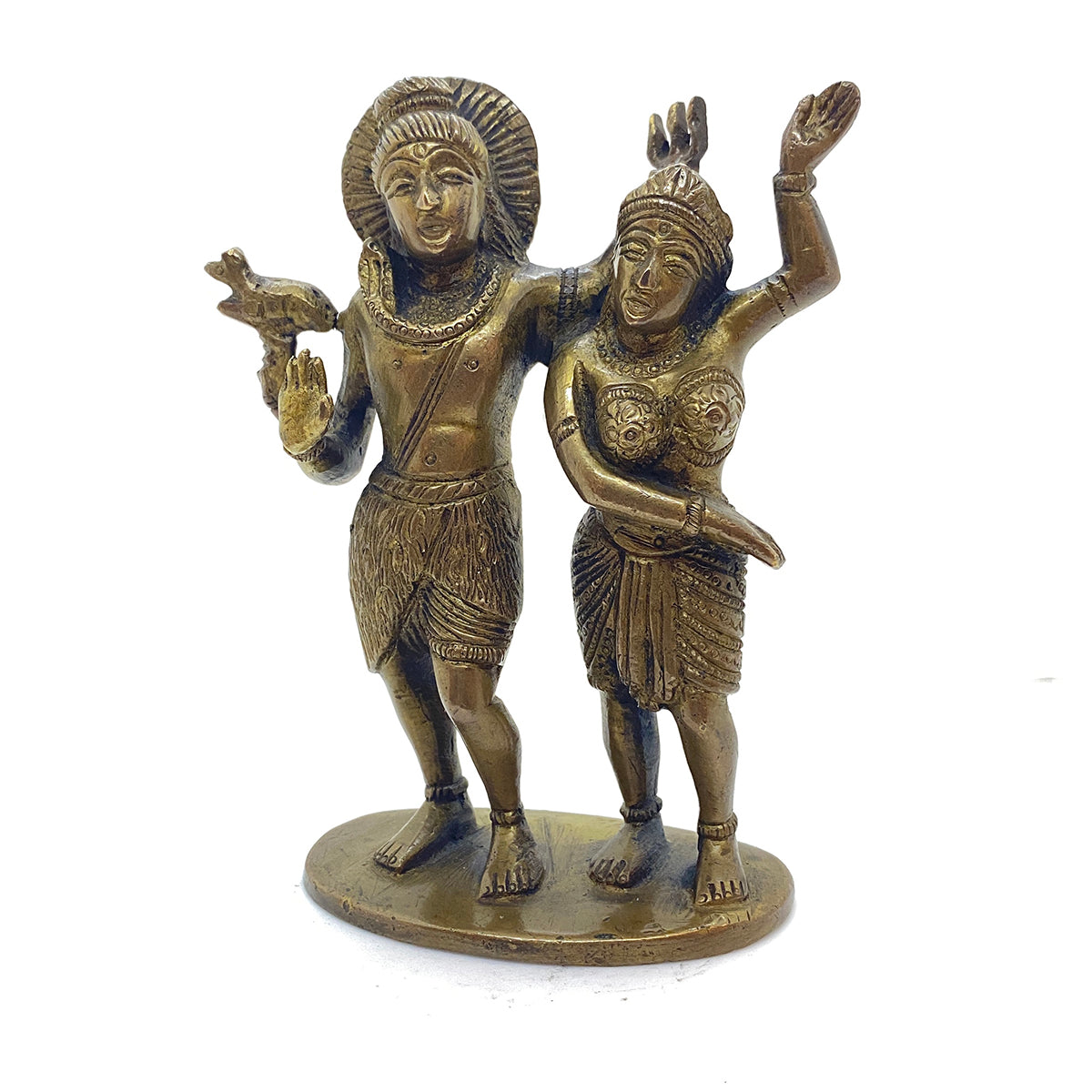 GM Brass Shiva Parvati 6 in. - Vintage India NYC