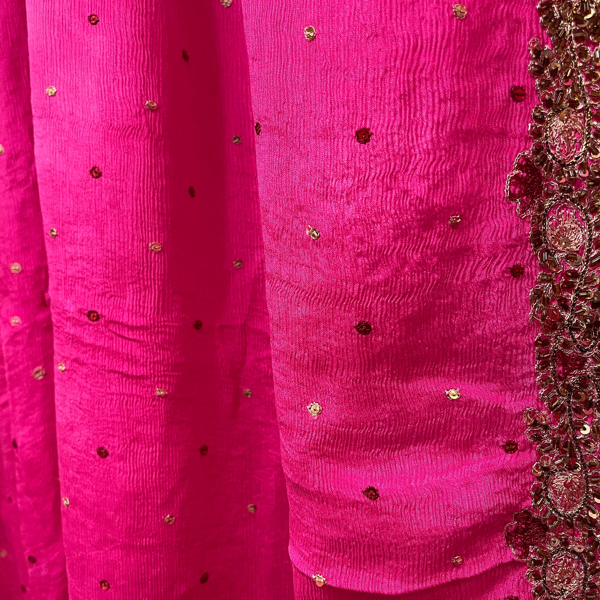 Vintage Bright Pink Dupatta Scarf 8709 - Vintage India NYC