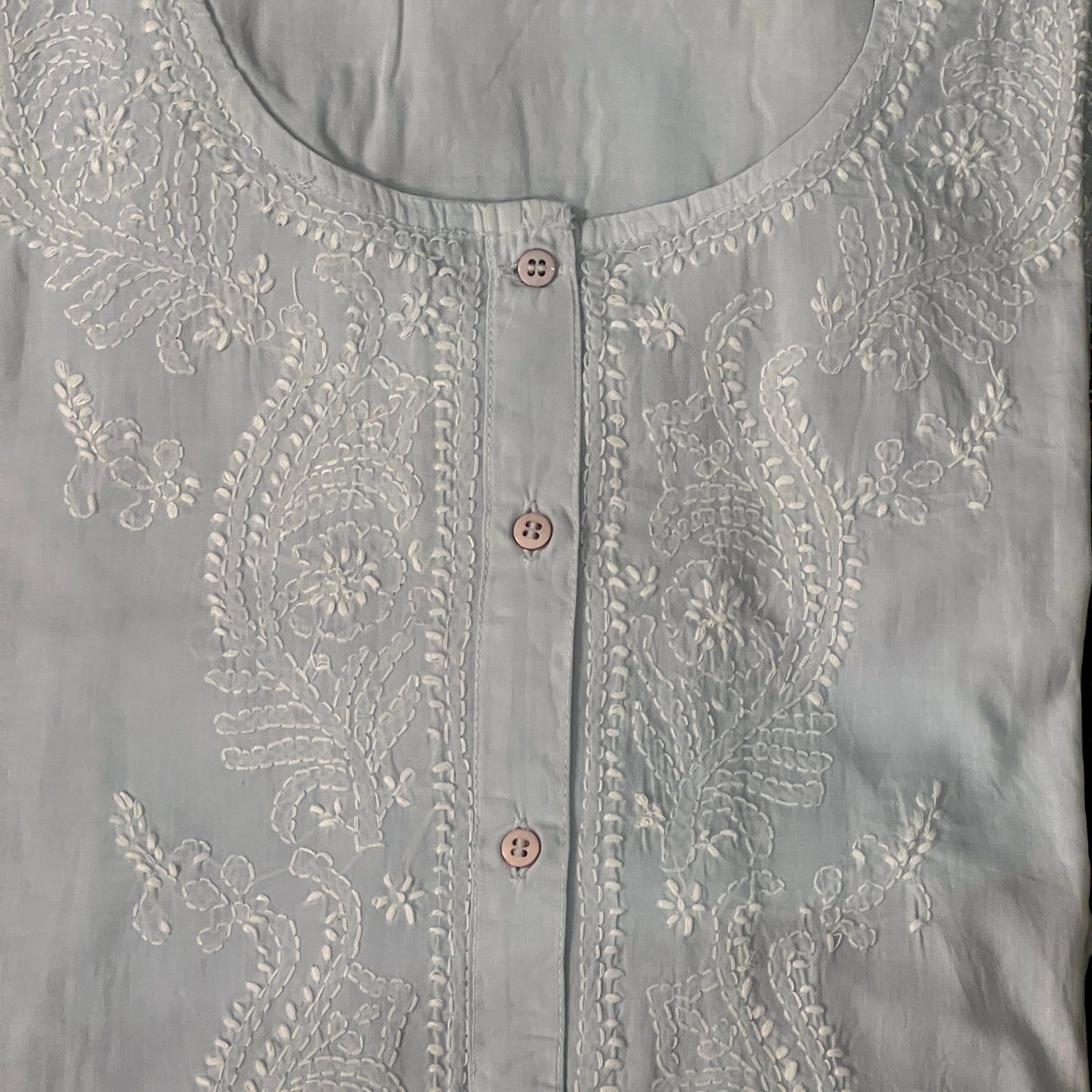 Cotton Chikan Short Kurtas 504-3 Colors - Vintage India NYC