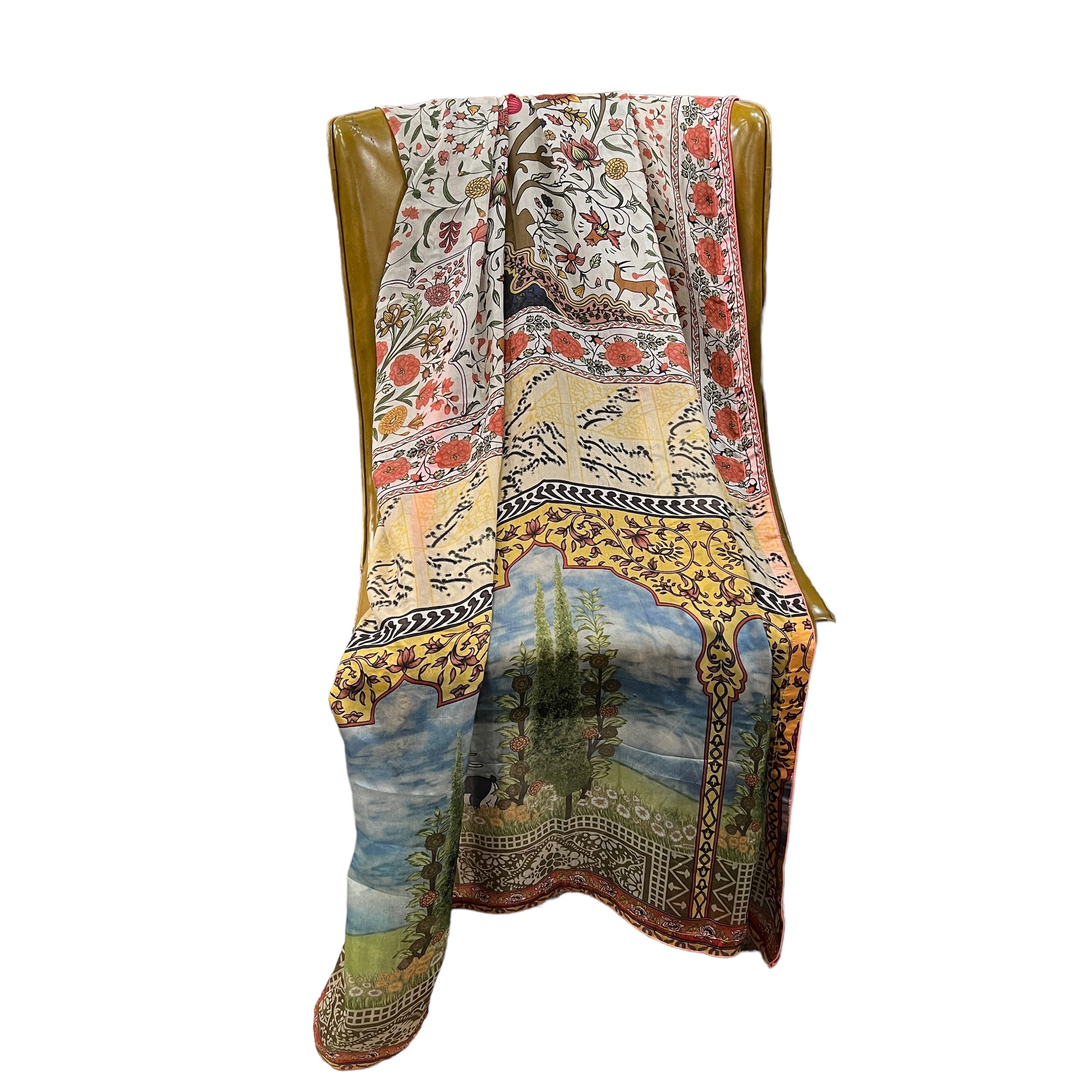 Silk Floral Dupattas-2 Styles - Vintage India NYC
