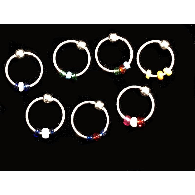 ILK Silver Nose Rings w beads - Vintage India NYC