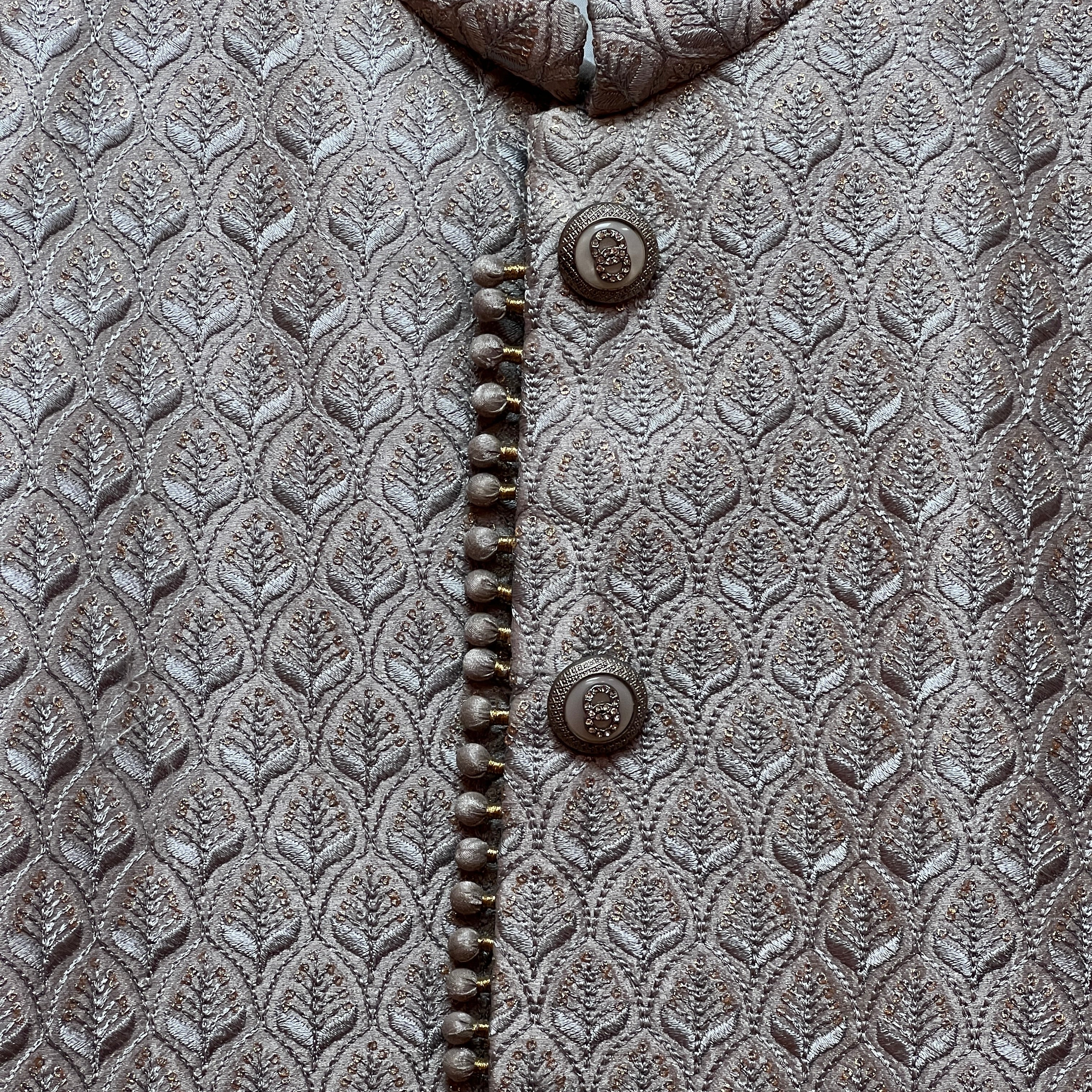 Silver Jacquard Sherwani - Vintage India NYC