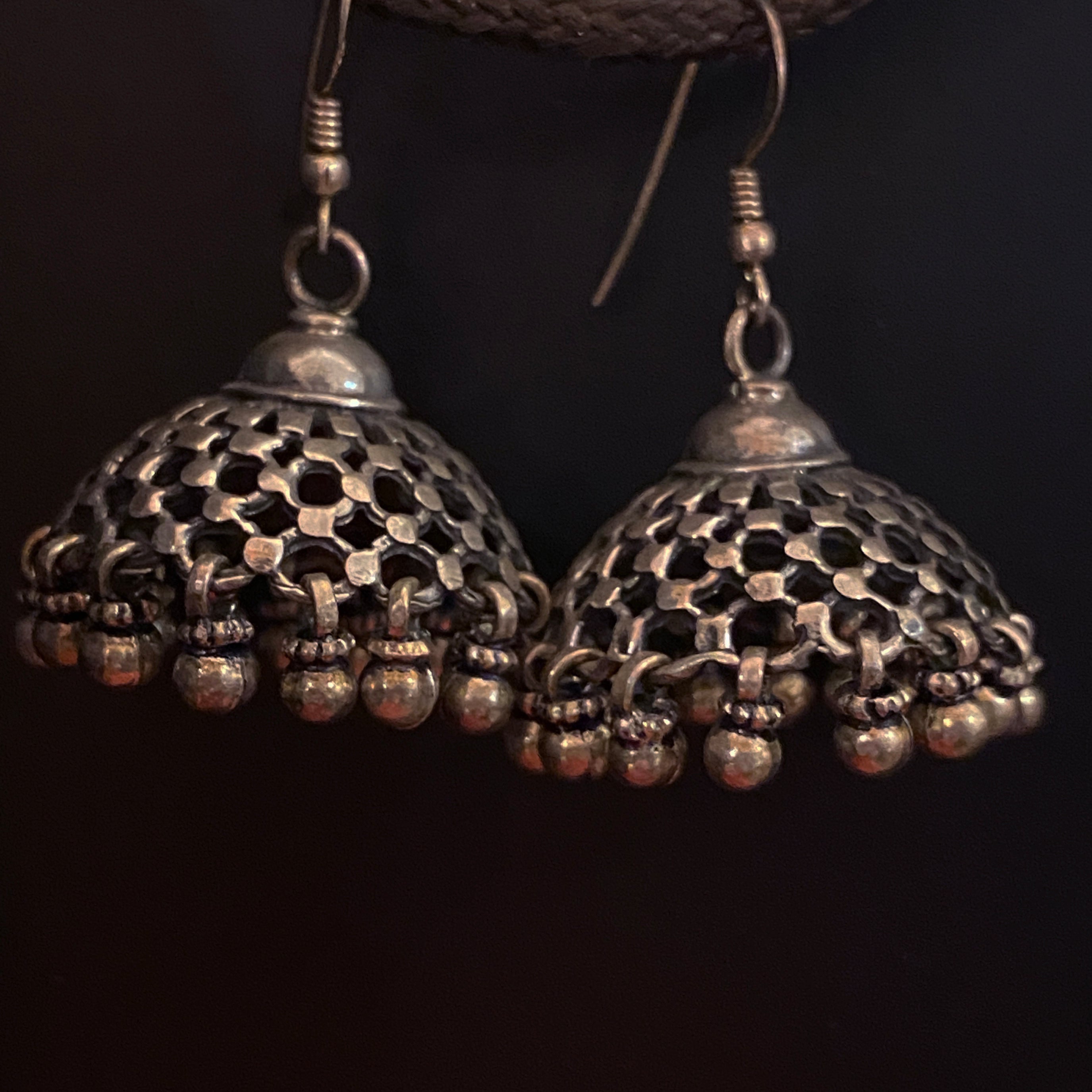 Silver Indian Jhumka Earrings - Vintage India NYC