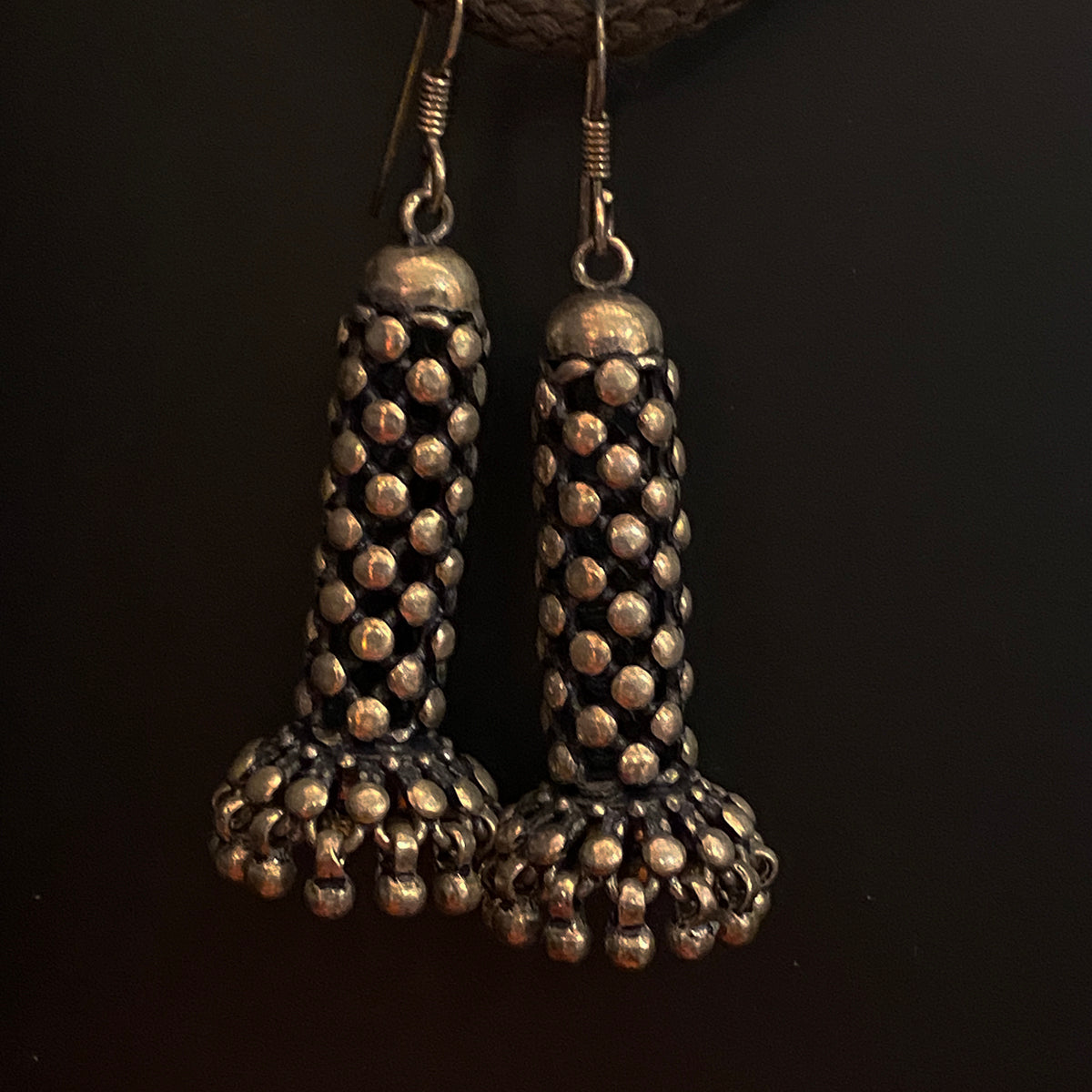 Silver Indian Jhumka Earrings - Vintage India NYC