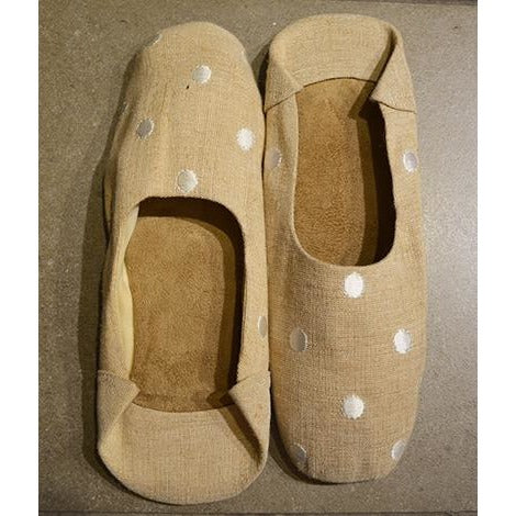 Linen slipper with white polka dots - Vintage India NYC