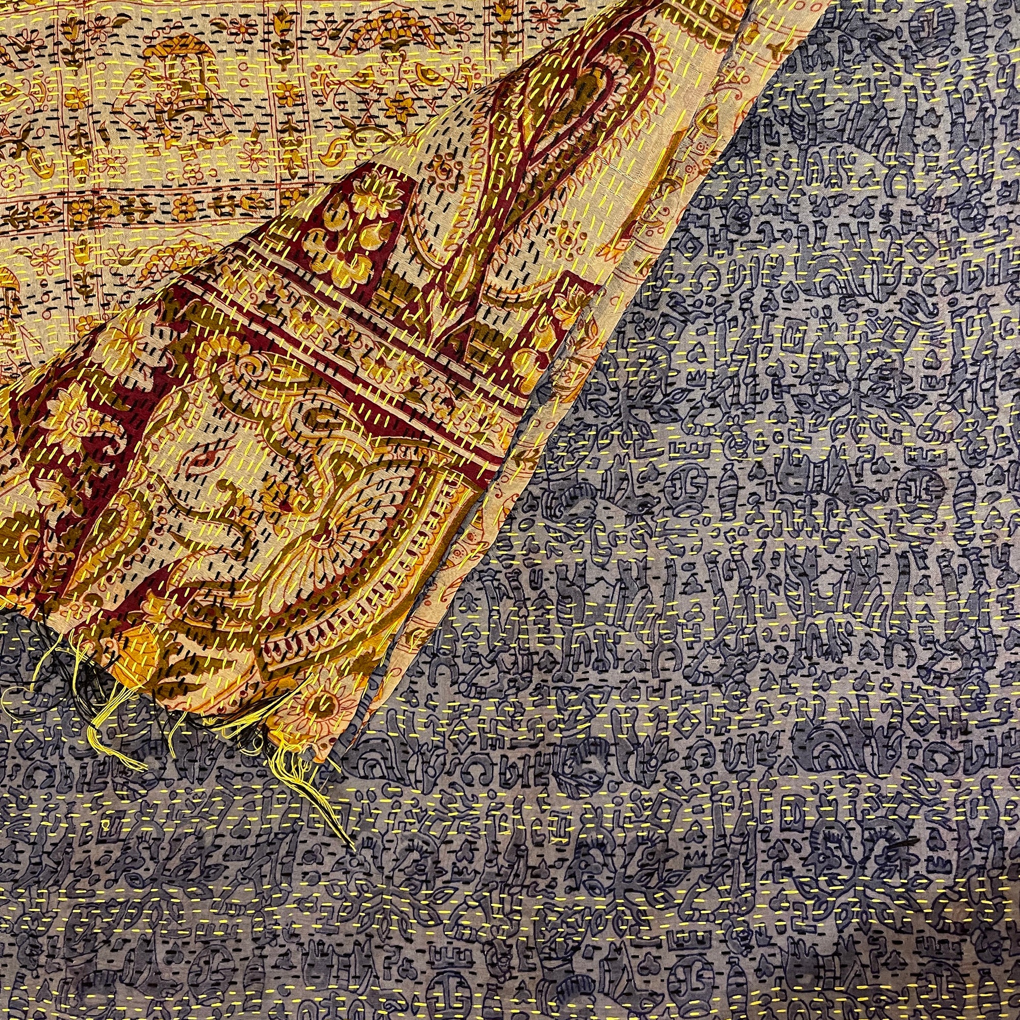 Silk Kantha Stoles - Vintage India NYC