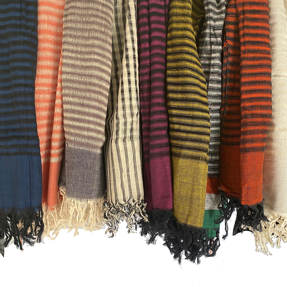 Handwoven Striped Cotton Scarves-10 Colors - Vintage India NYC