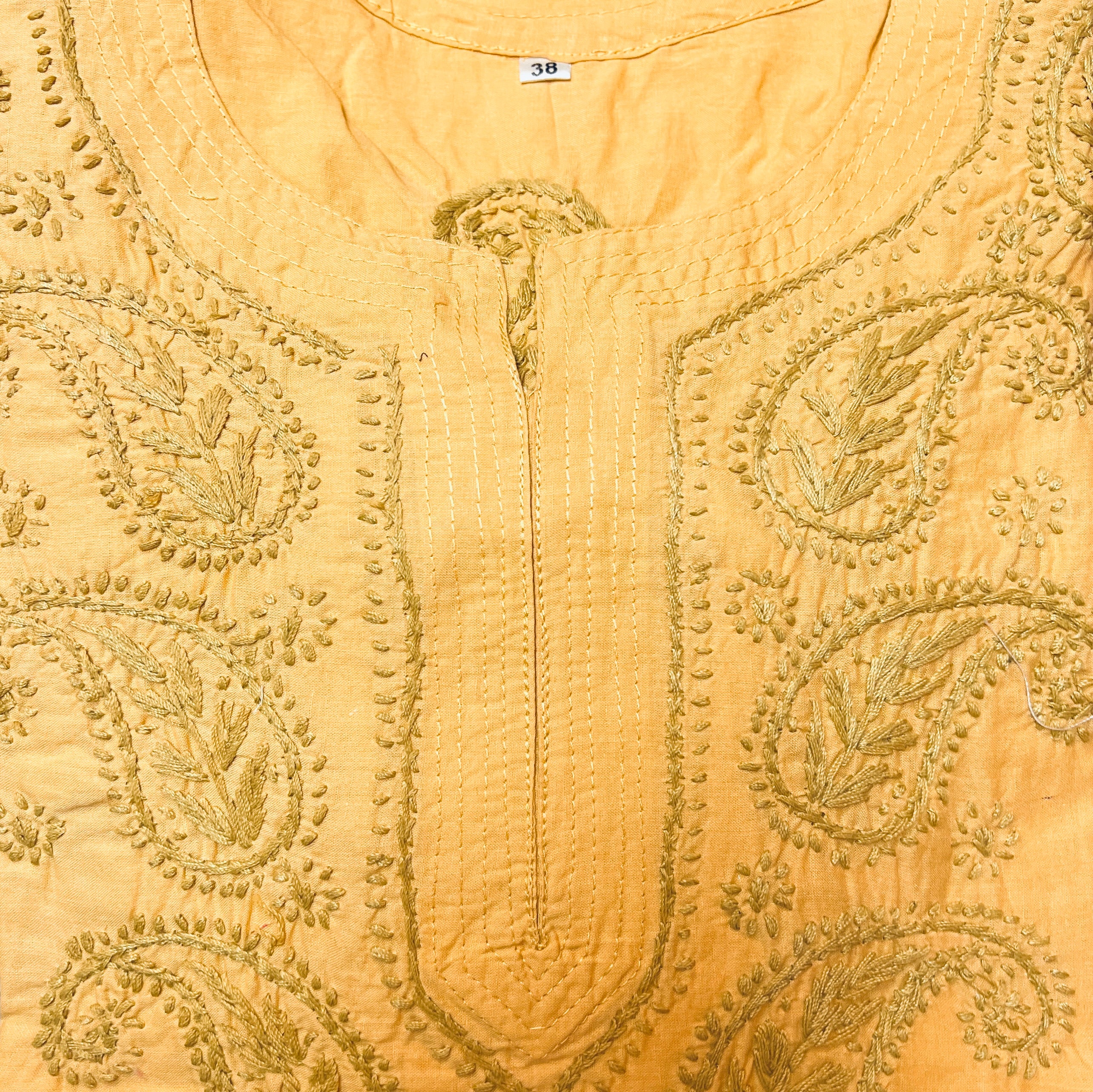 AR Long Embroidered Cotton Tunic kurtis- S - Vintage India NYC