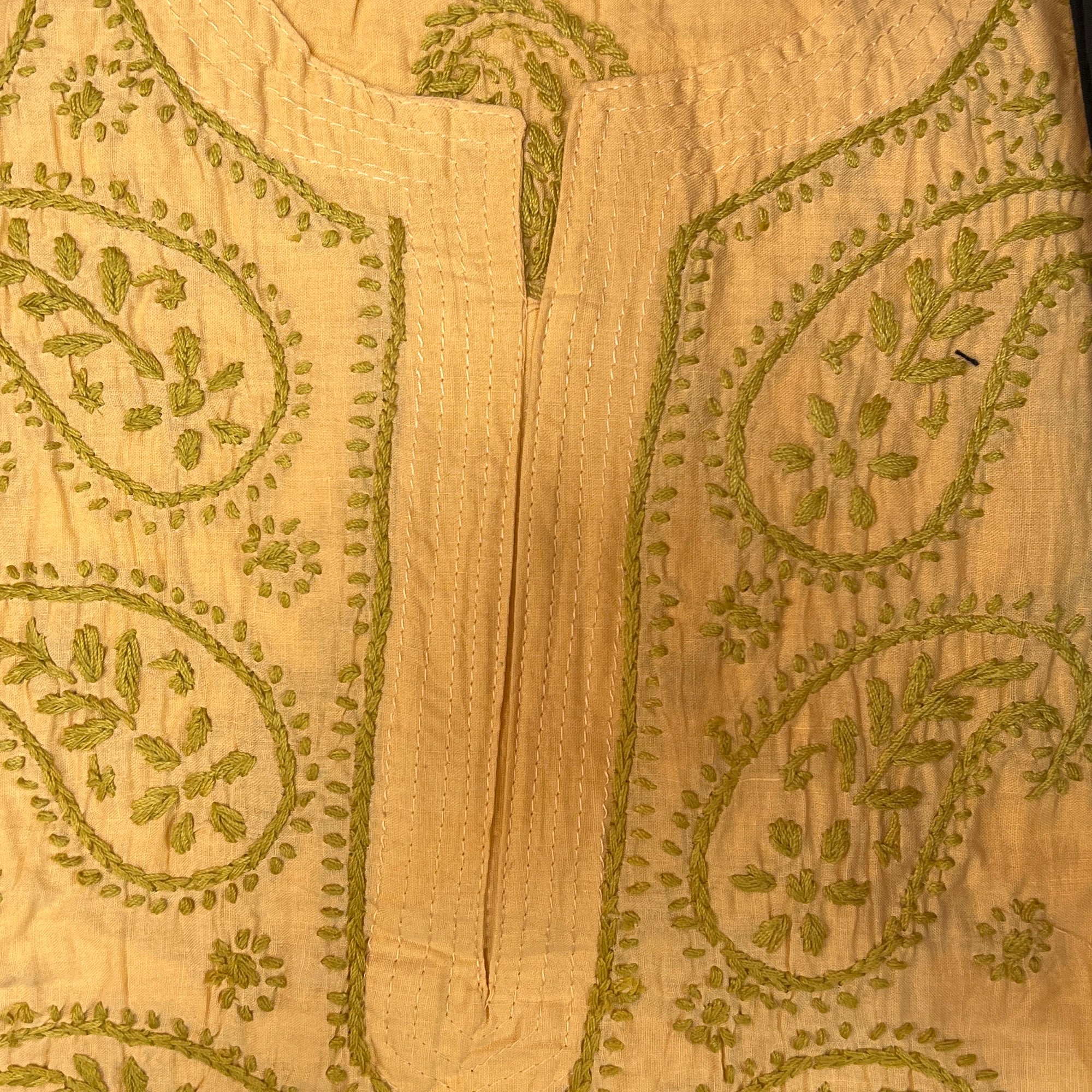 AR Long Embroidered Cotton Tunic Kurtis - M - Vintage India NYC