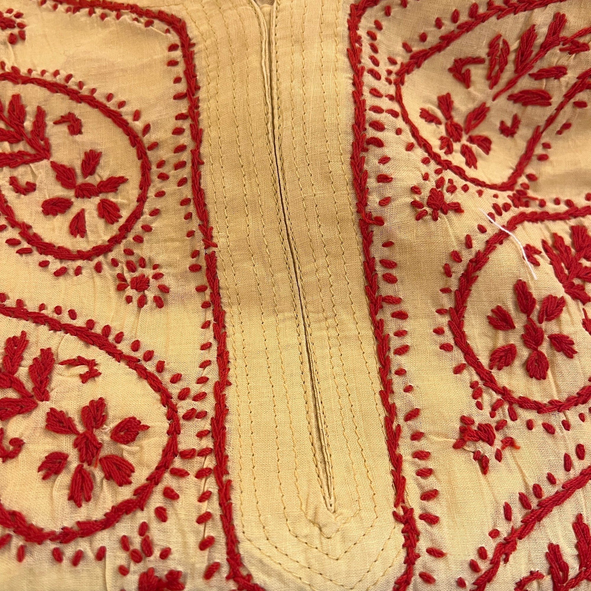 AR Long Embroidered Cotton Tunic Kurtis- L - Vintage India NYC