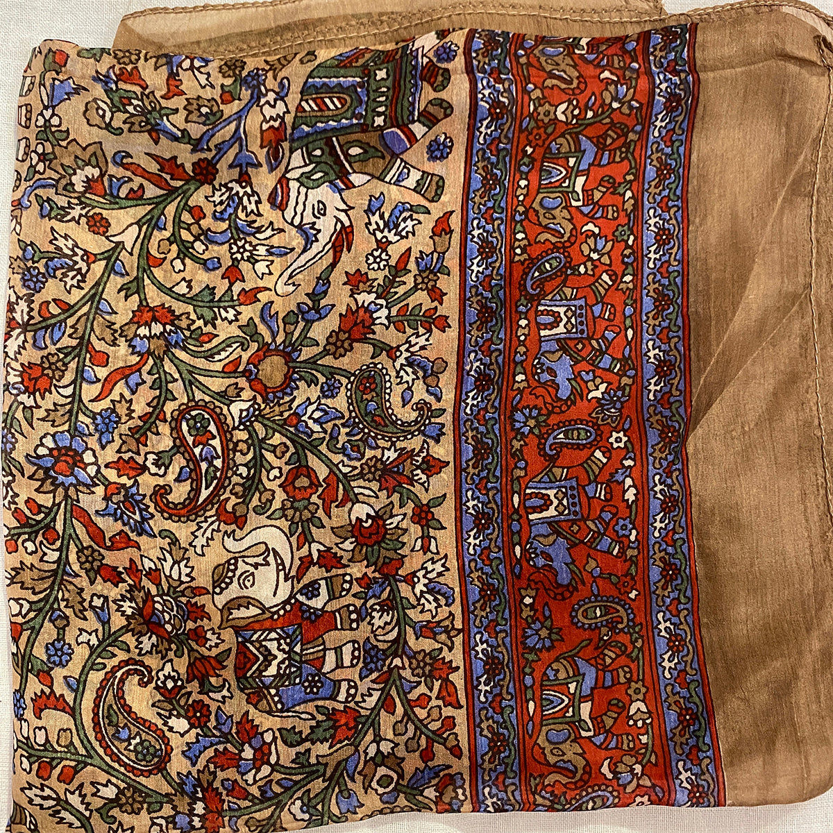 Elephant Print Silk Scarves - Vintage India NYC