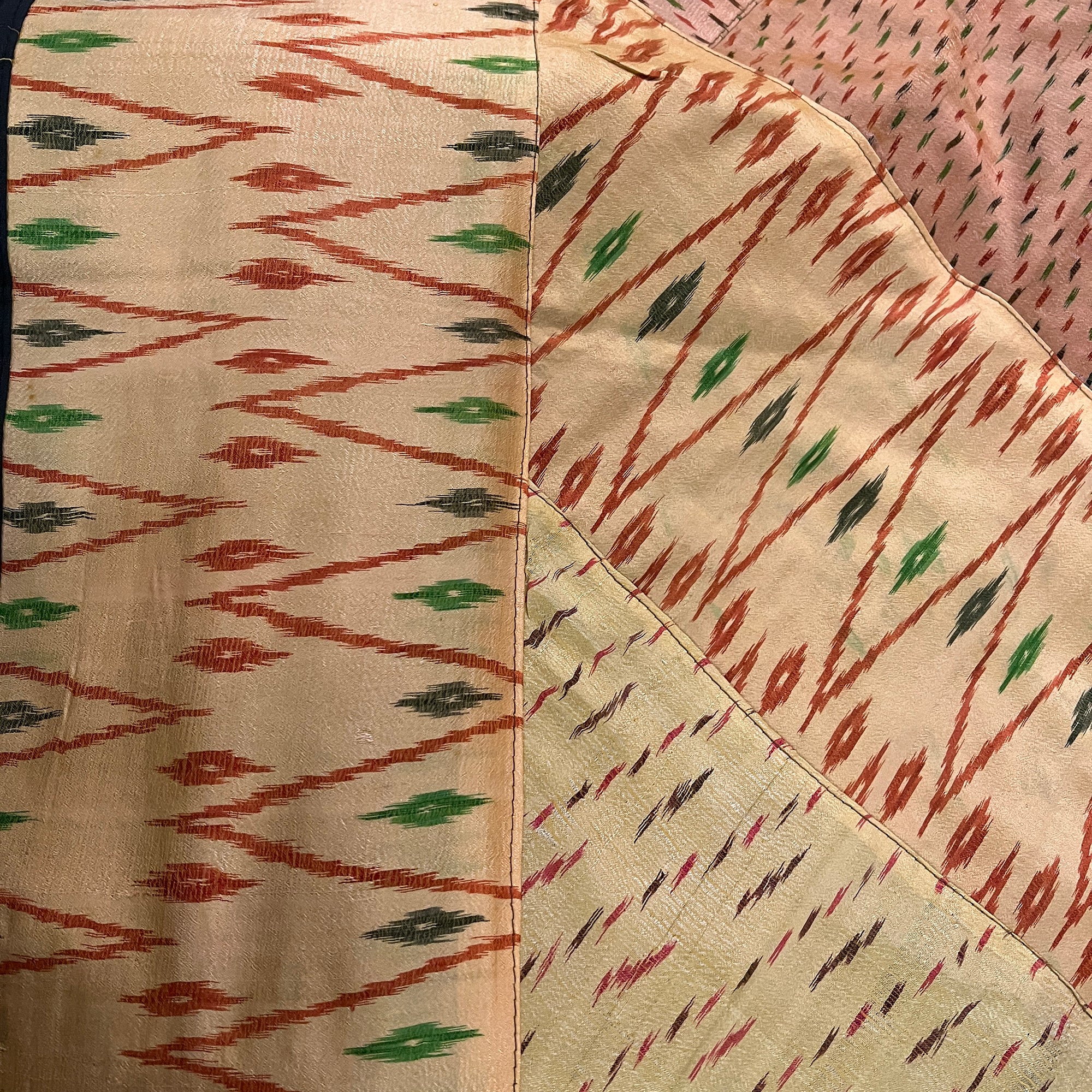 Silk Ikat Bed Queen Coverlet-3 Colors - Vintage India NYC
