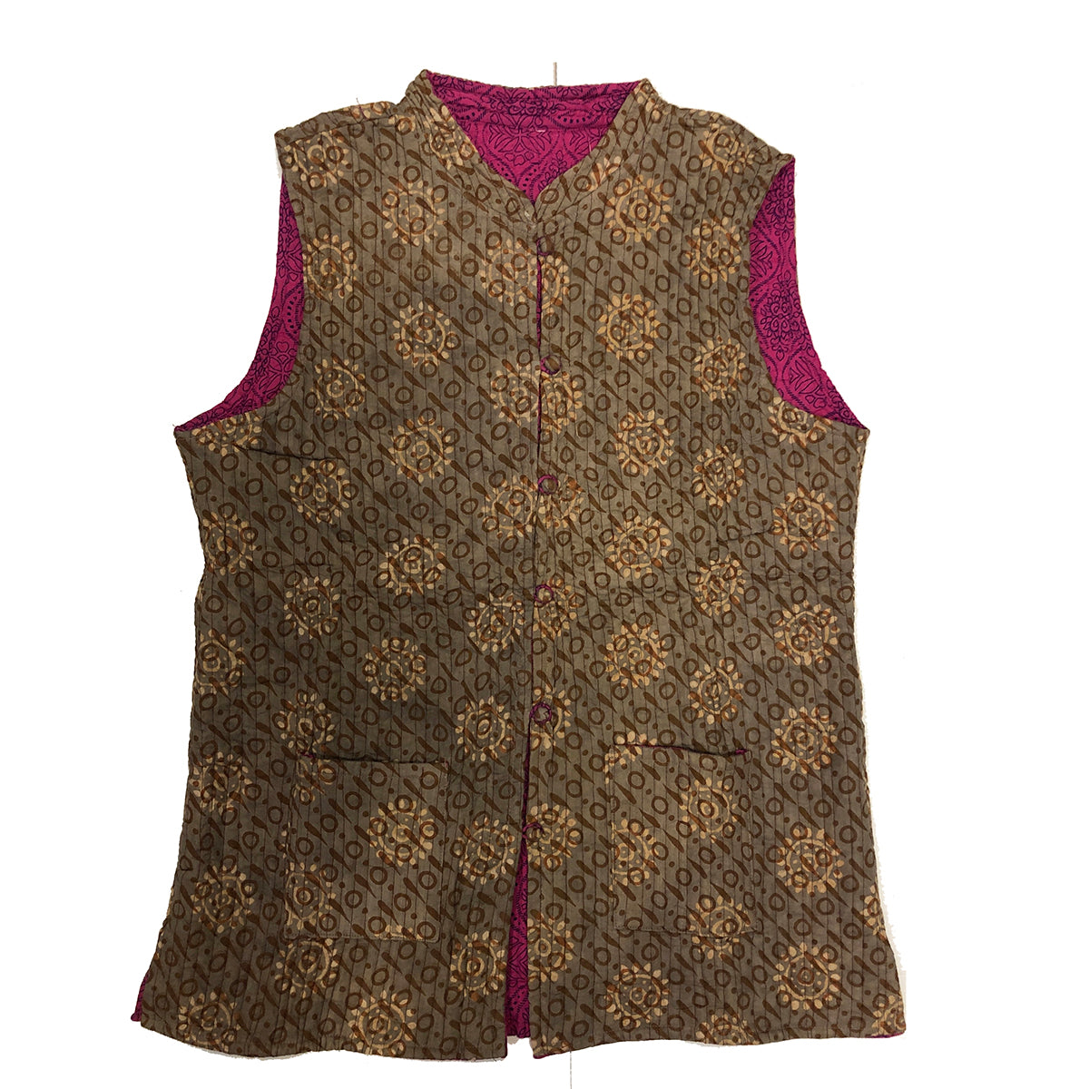 VR Tan Reversible Quilted Vests - Vintage India NYC