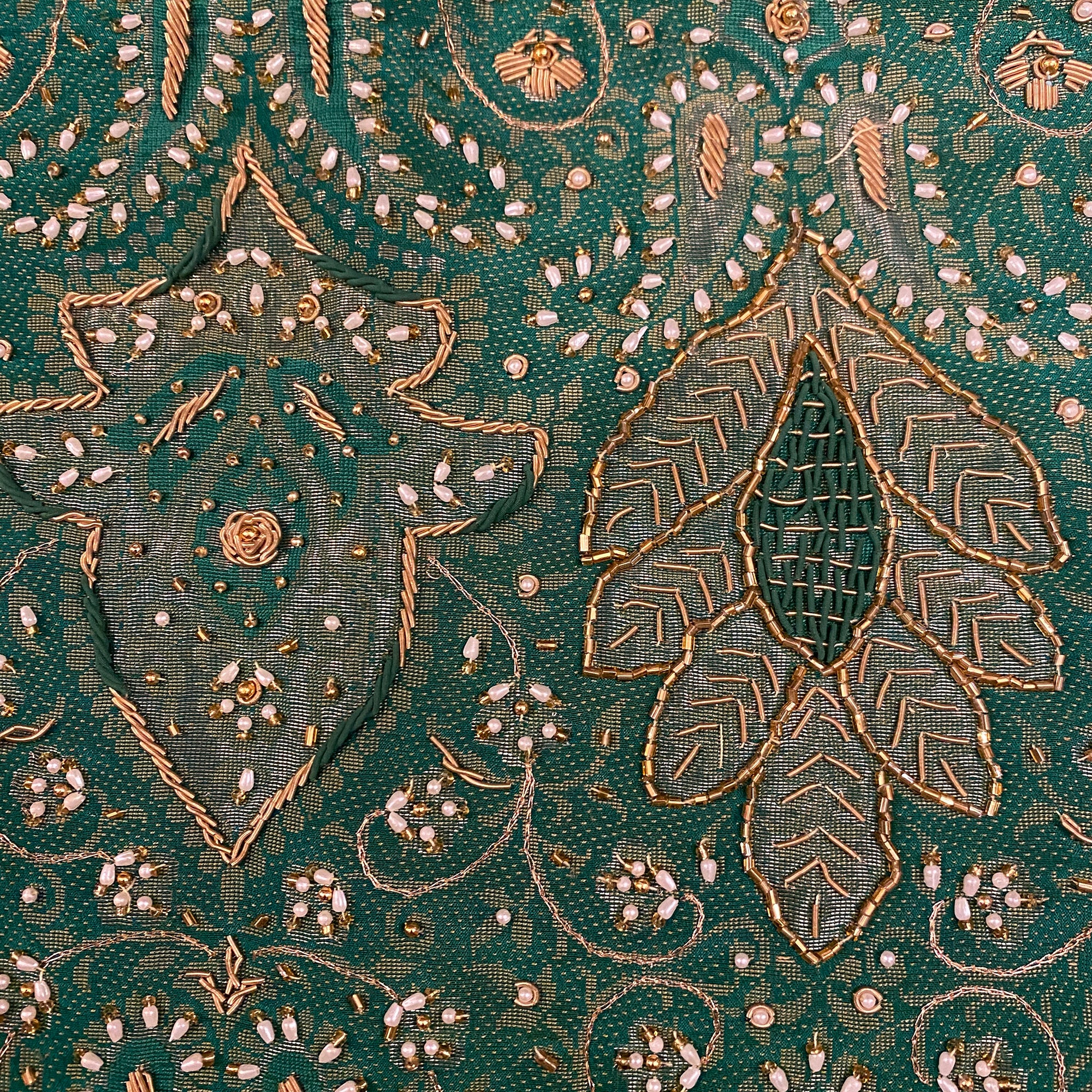 Teal Green Heavy Work Saree - Vintage India NYC