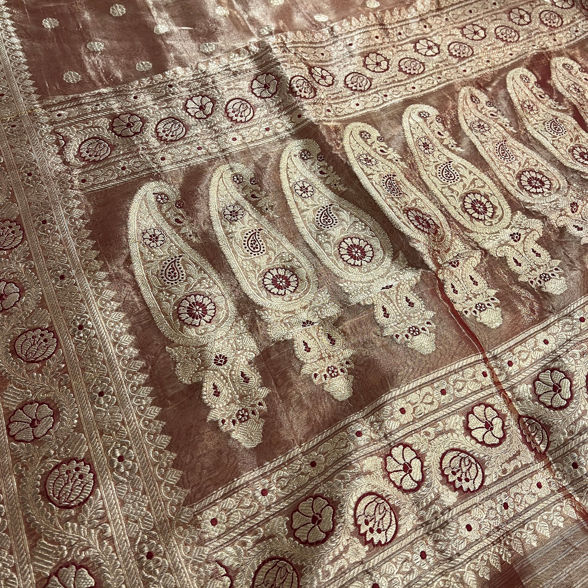 Vintage Rose Tissue Banarasi Saree 732 - Vintage India NYC