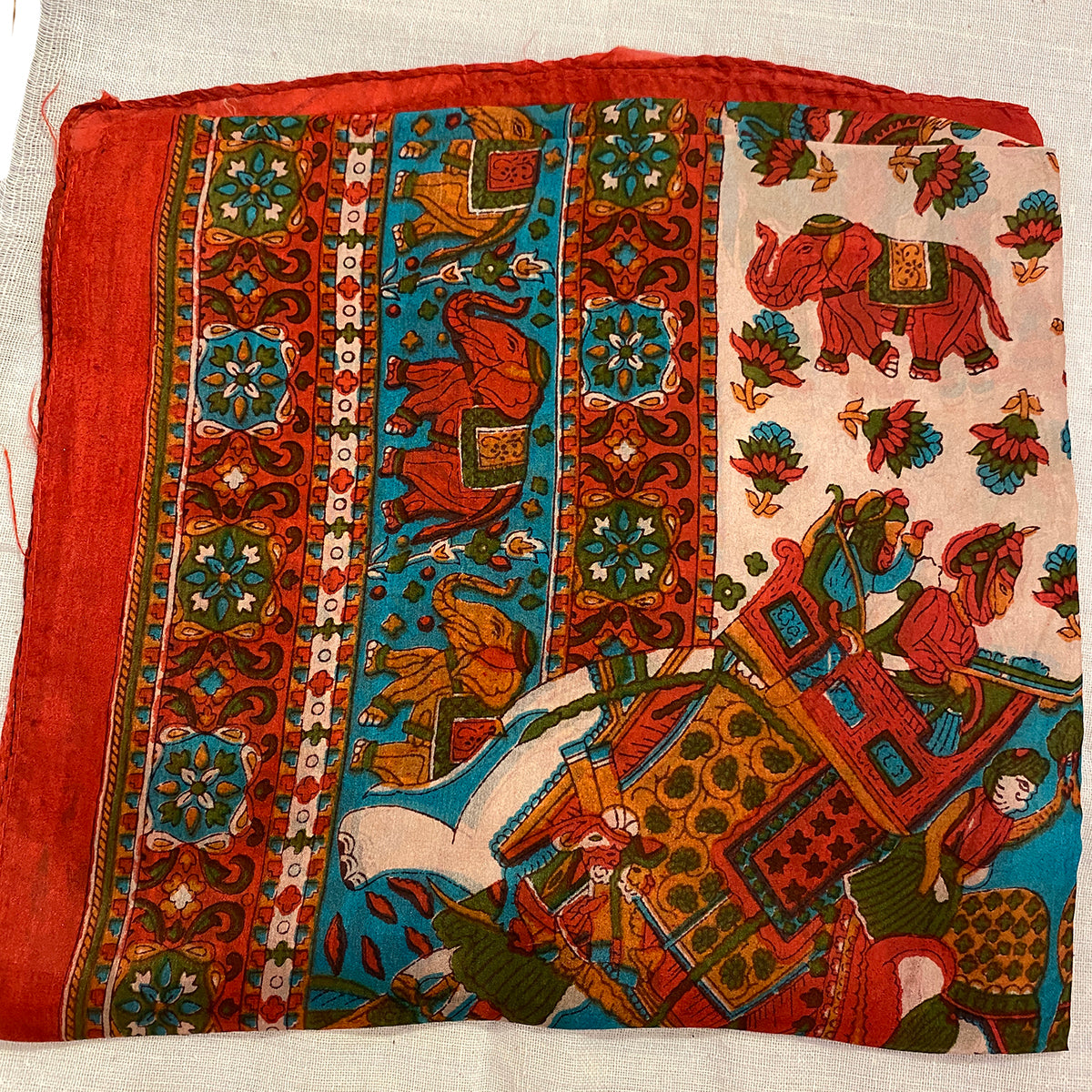 Elephant Print Silk Scarves - Vintage India NYC