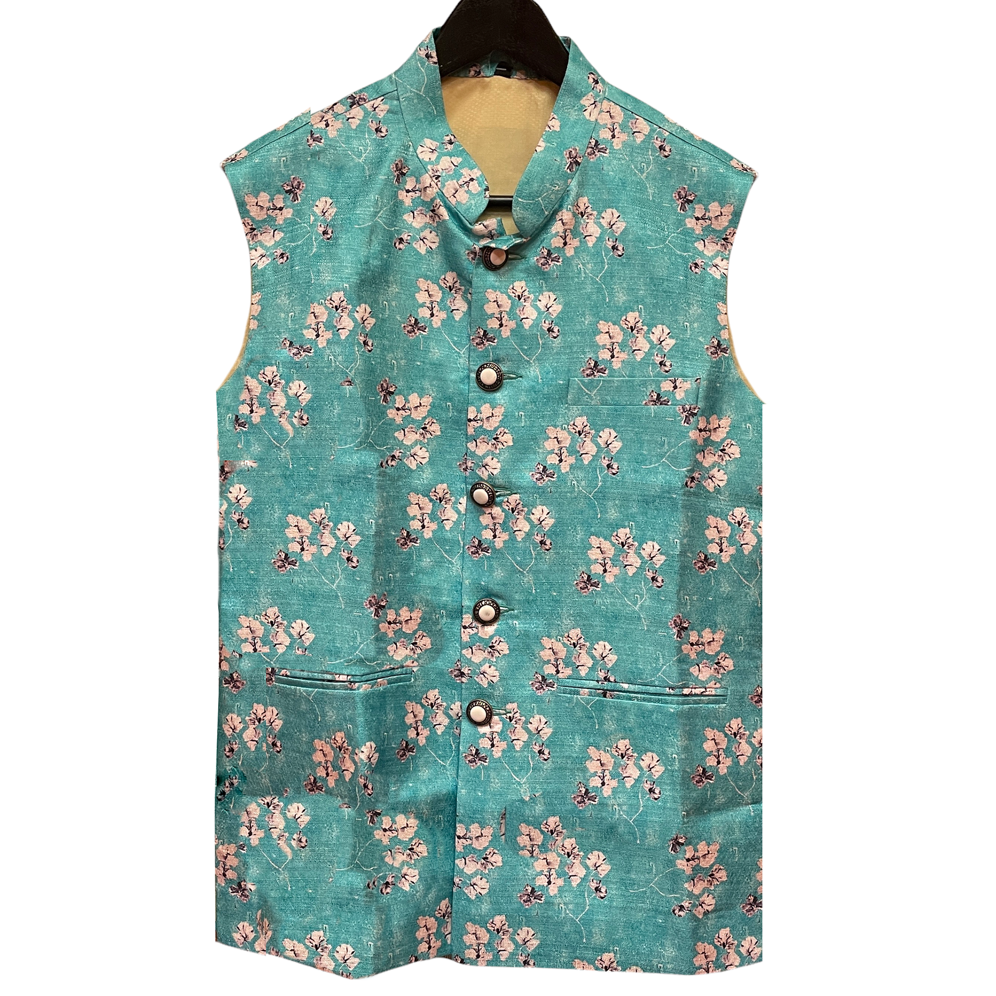 DK Turquoise Floral Vest - Vintage India NYC
