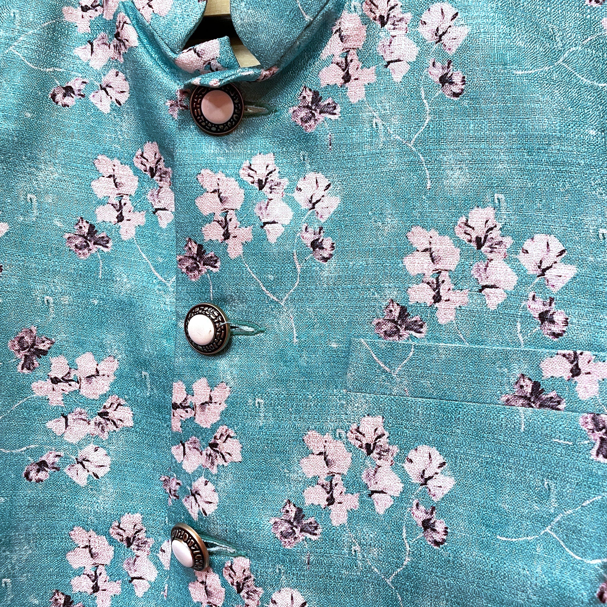 DK Turquoise Floral Vest - Vintage India NYC