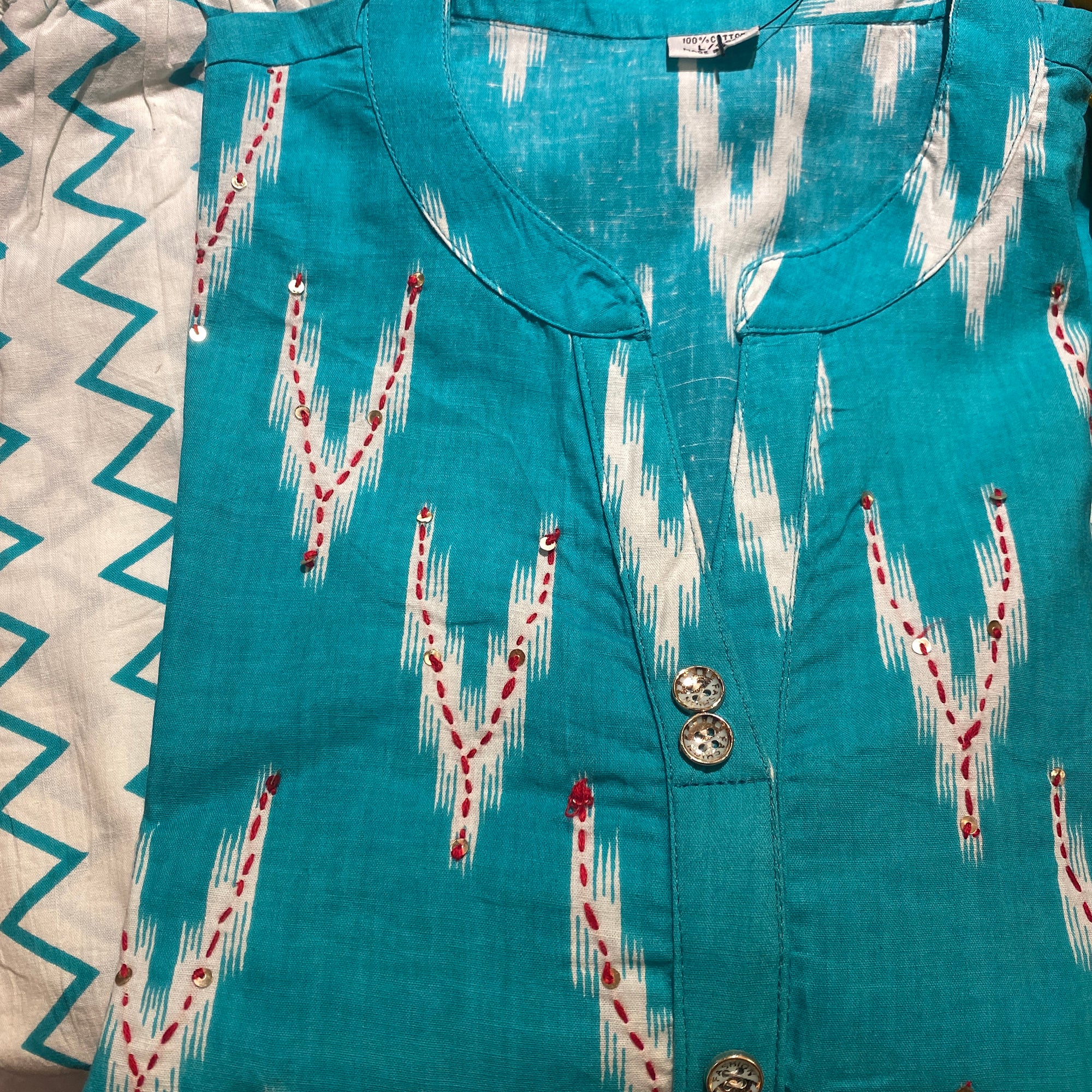 Ikat Print Kurta Set-2 Colors - Vintage India NYC