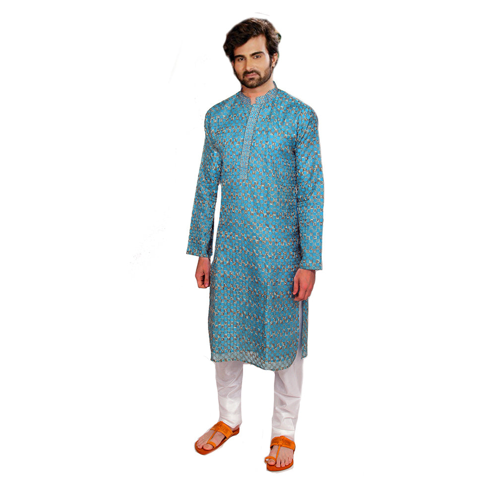 Turquoise Kurta-Size 36 - Vintage India NYC