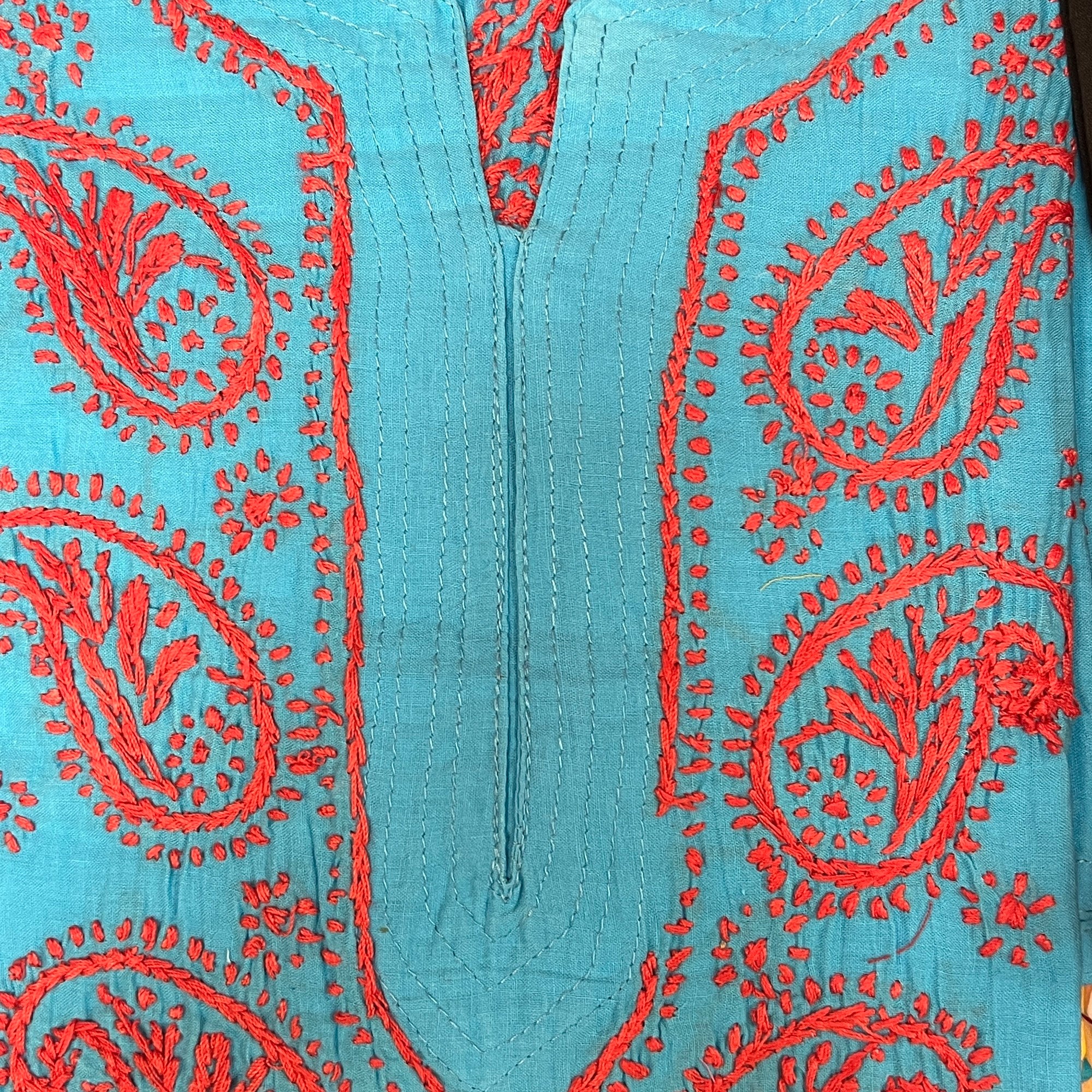 AR Long Embroidered Cotton Tunic Kurtis - M - Vintage India NYC